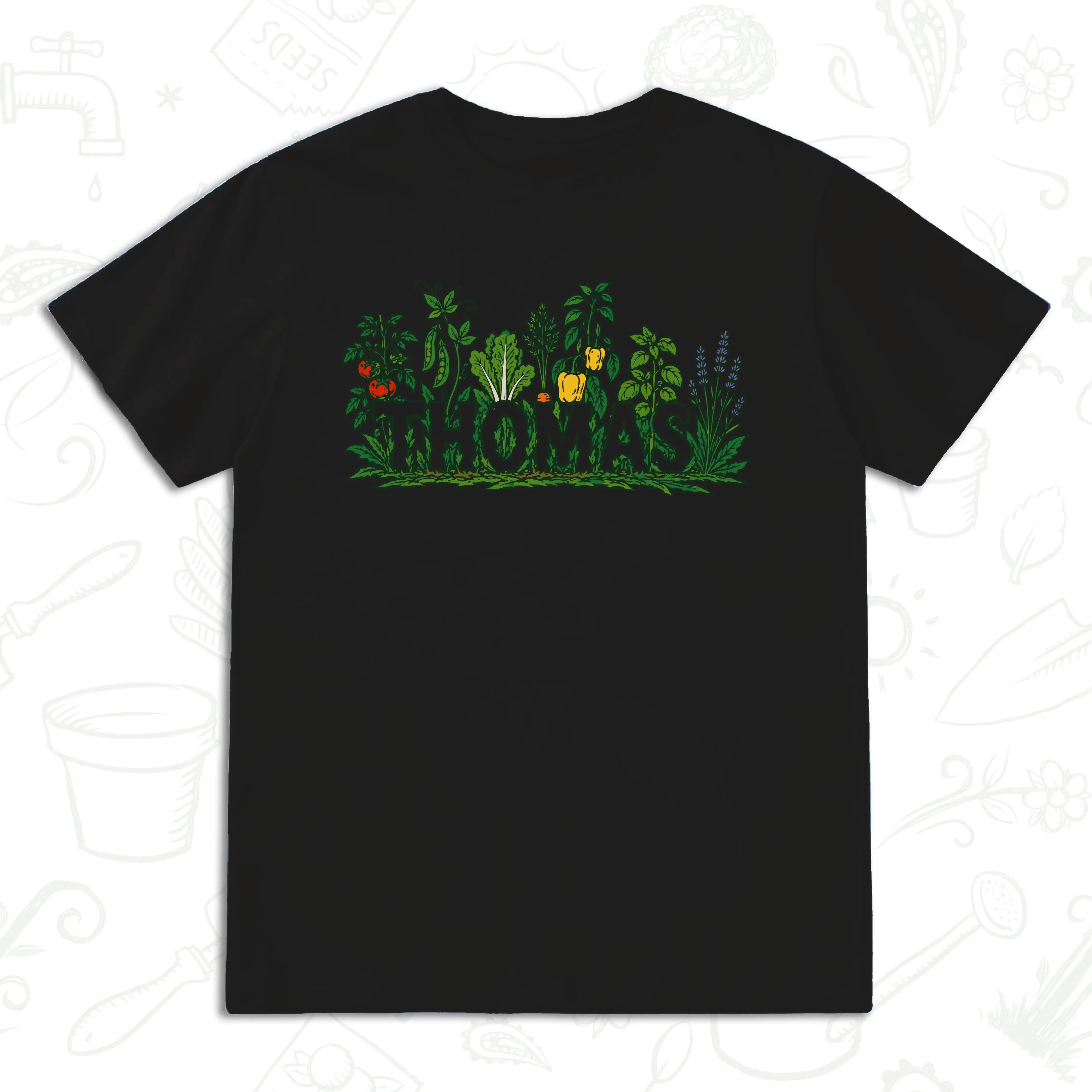 Thomas Vegetable Garden T-Shirt – Personalised Gardener Graphic Tee