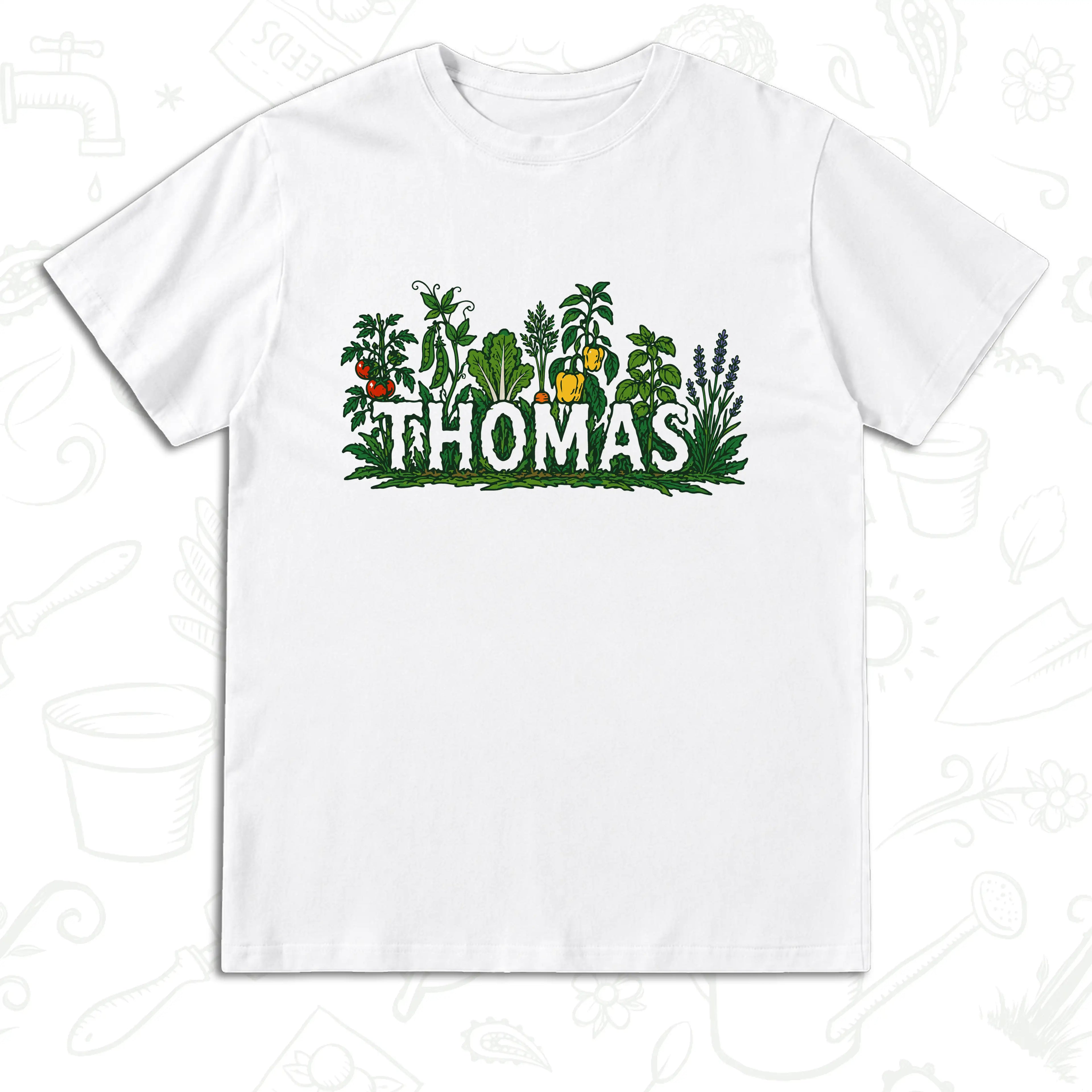 Thomas Vegetable Garden T-Shirt – Personalised Gardener Graphic Tee