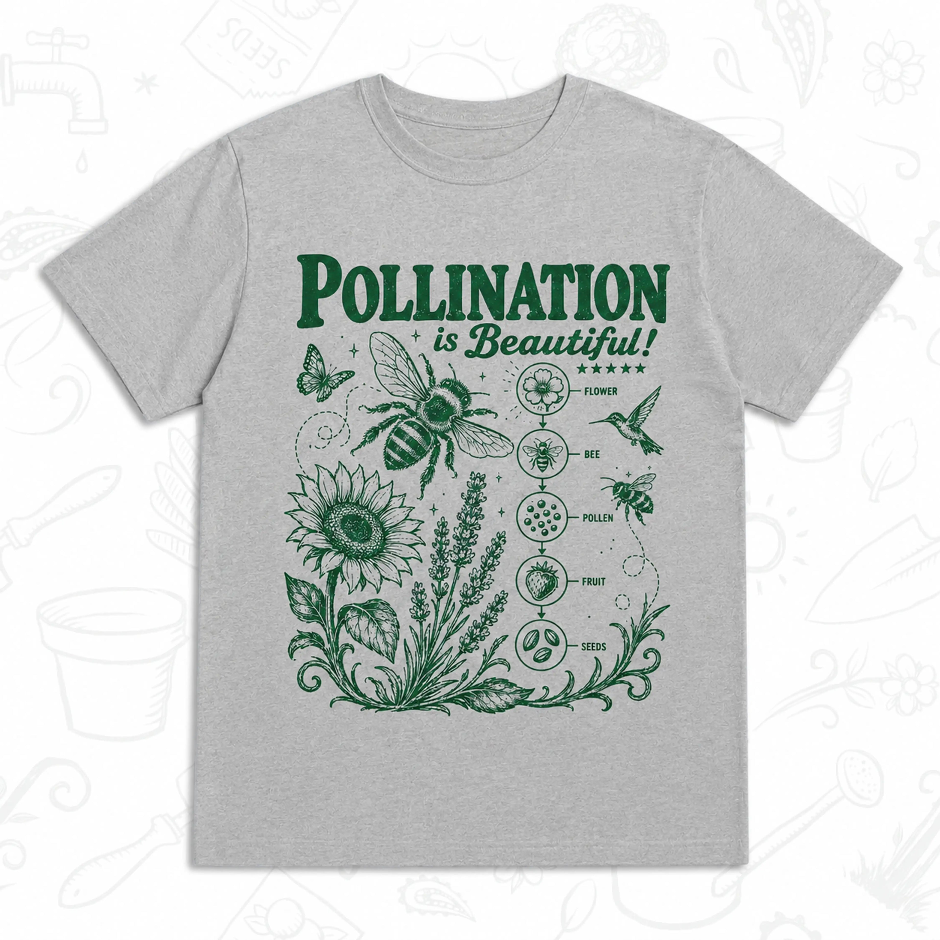 Pollination Is Beautiful T-Shirt – Bee and Wildflower Gardening Graphic Tee
