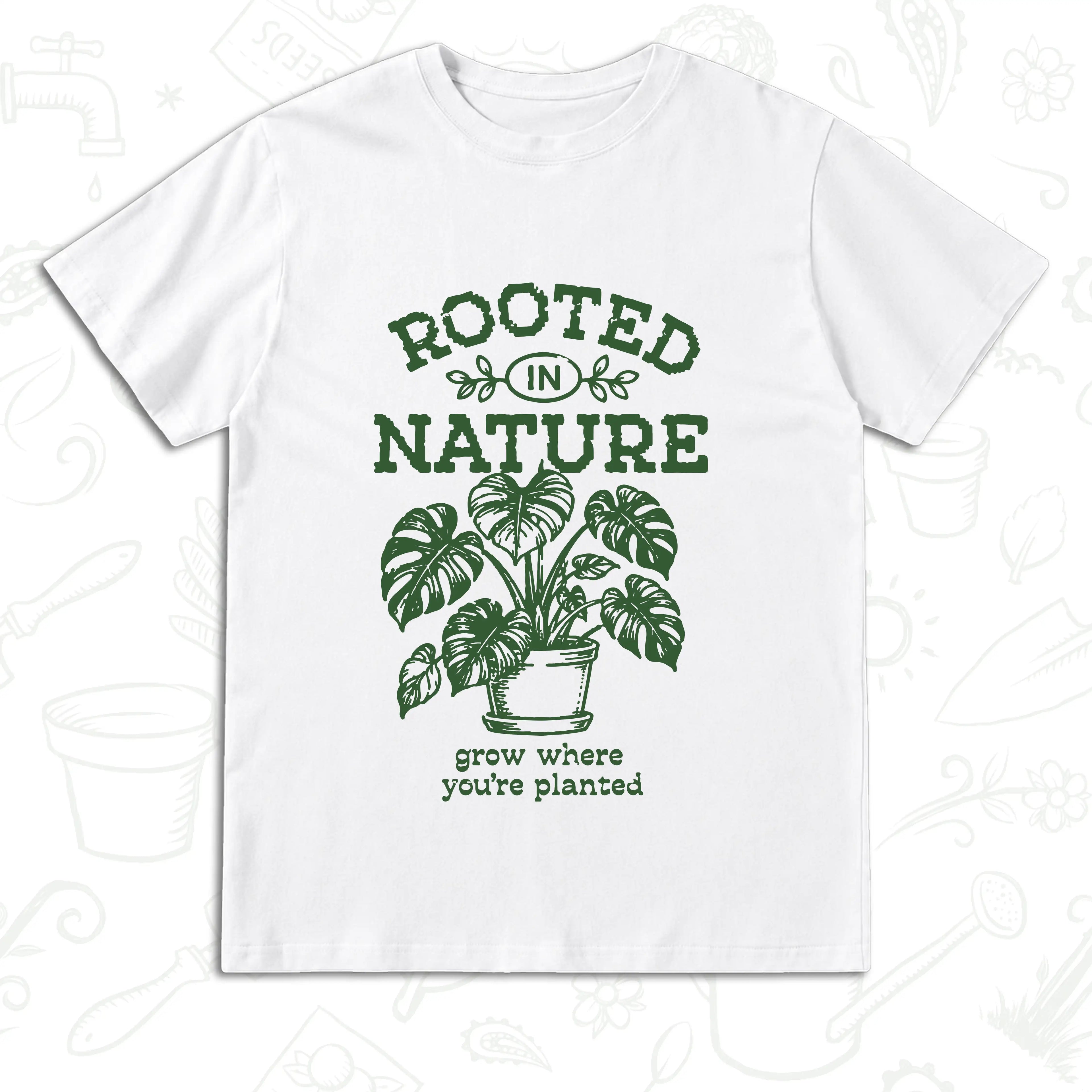 Rooted in Nature T-Shirt – Grow Where You’re Planted Botanical Tee