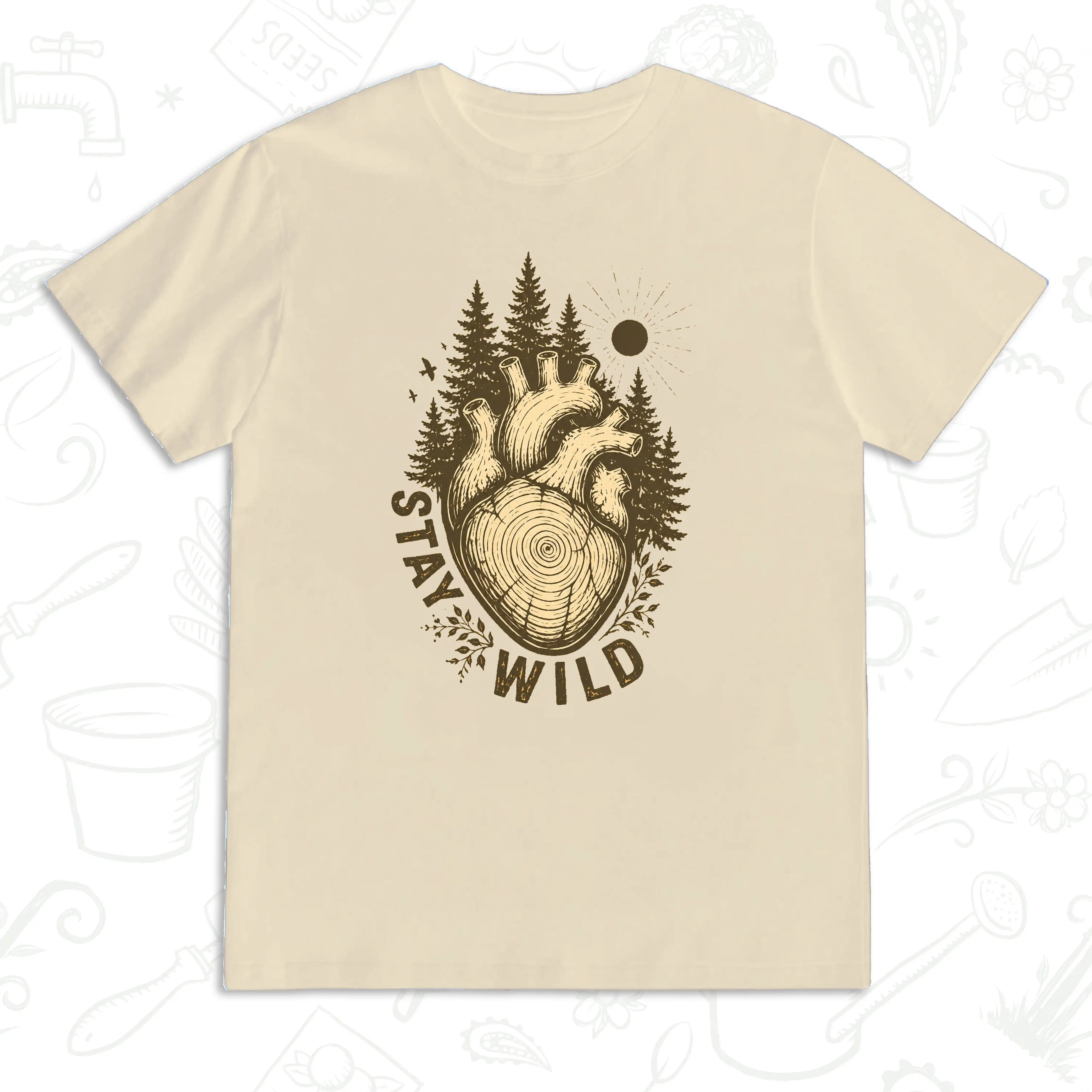 Stay Wild Nature T-Shirt – Anatomical Heart Forest Graphic Tee