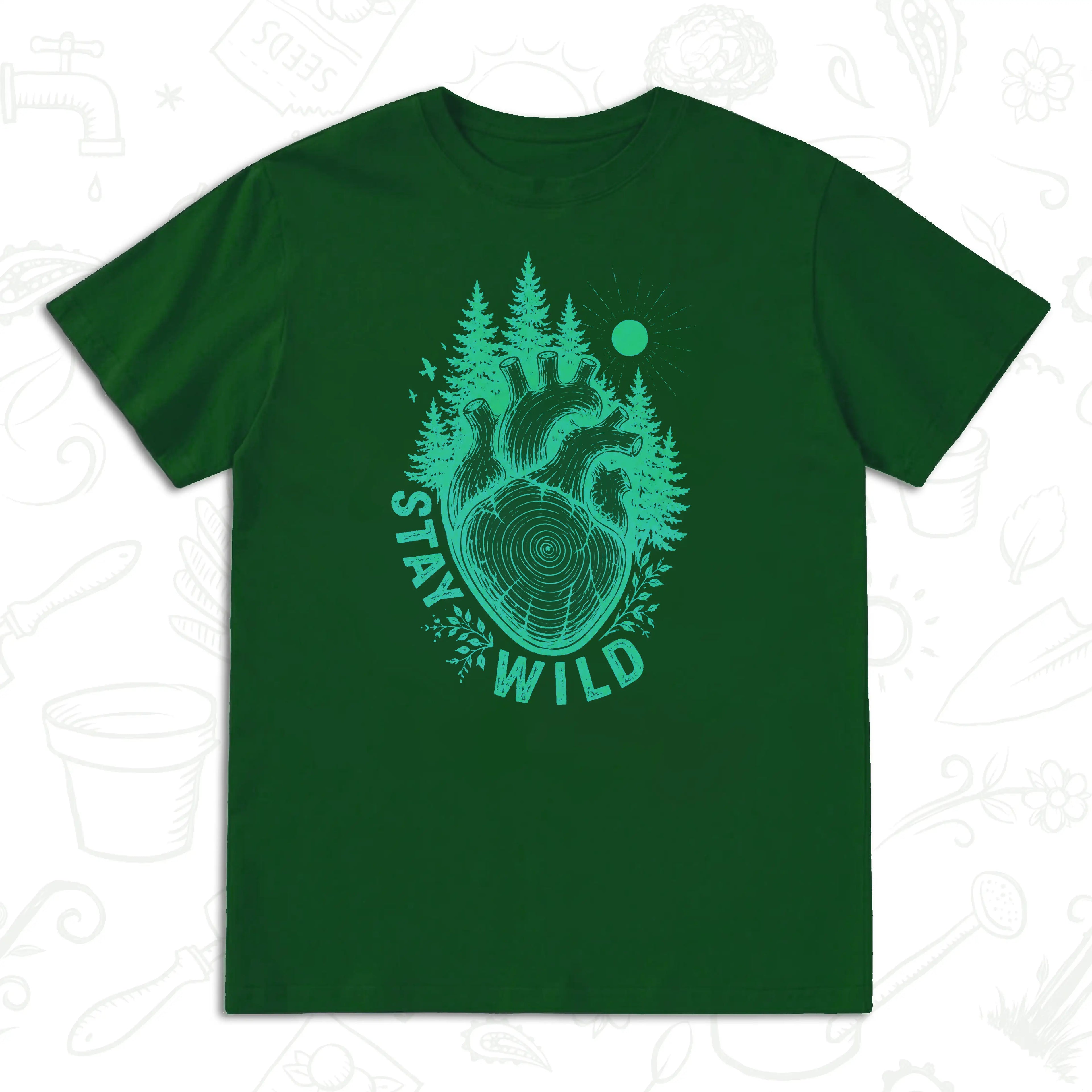 Stay Wild Nature T-Shirt – Anatomical Heart Forest Graphic Tee
