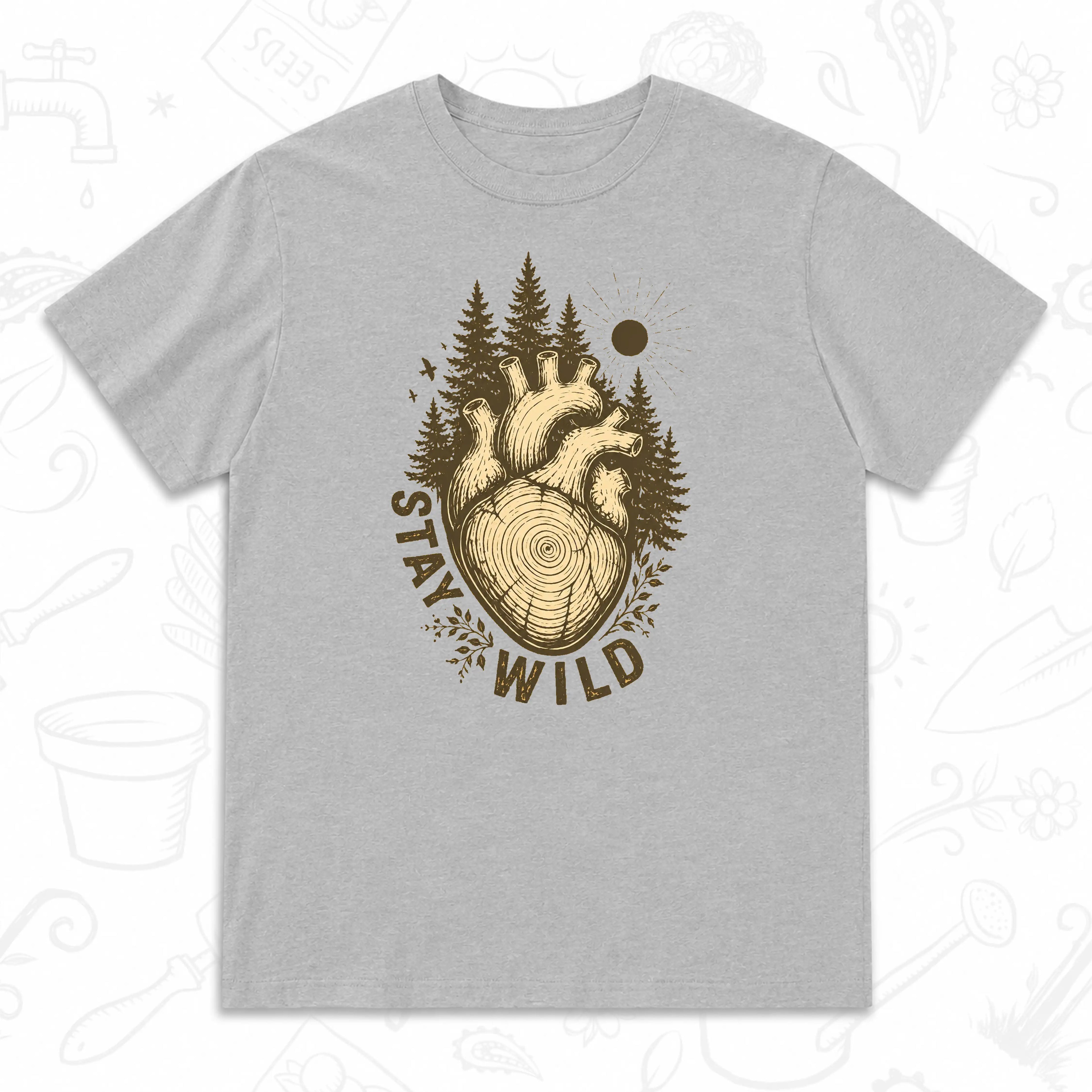 Stay Wild Nature T-Shirt – Anatomical Heart Forest Graphic Tee