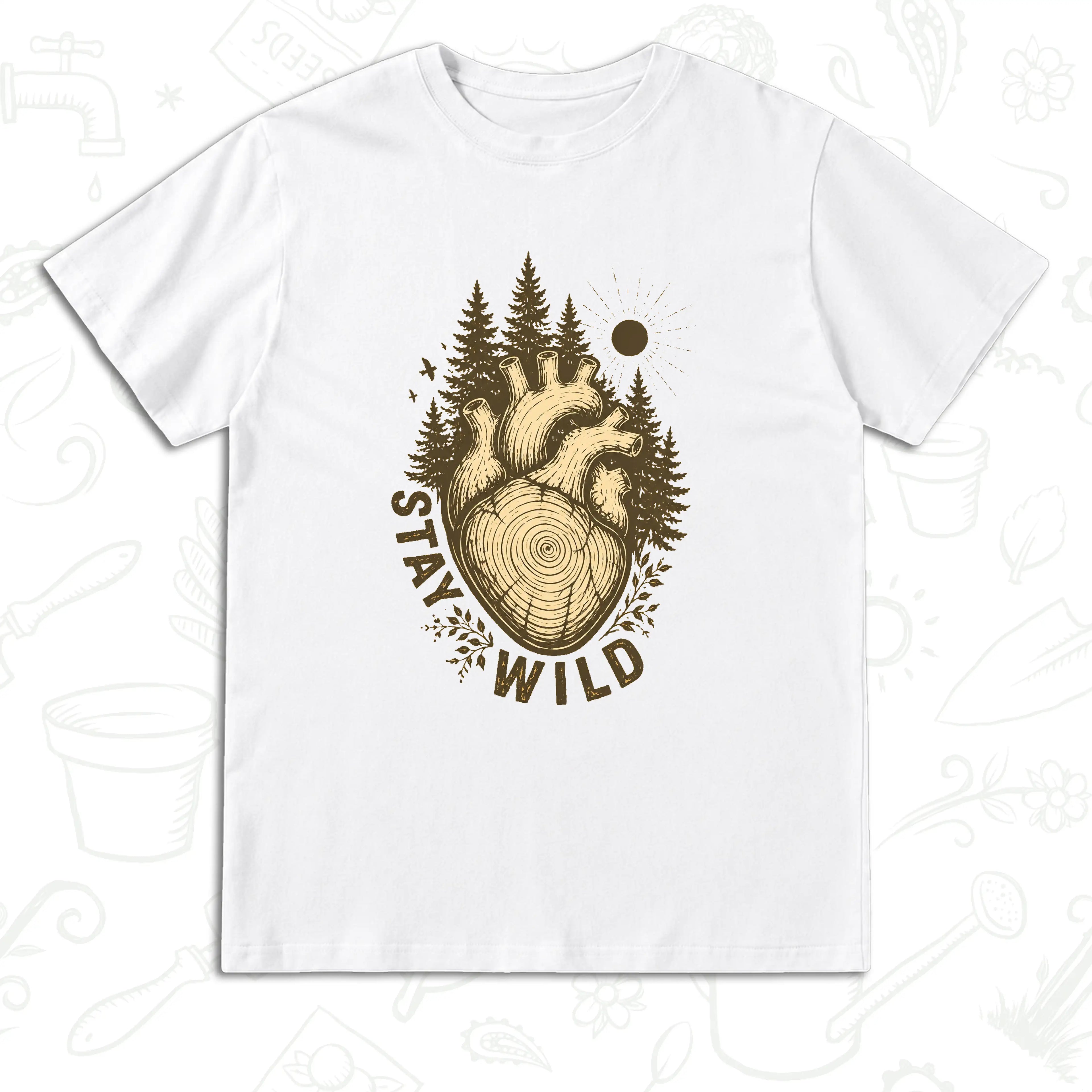 Stay Wild Nature T-Shirt – Anatomical Heart Forest Graphic Tee