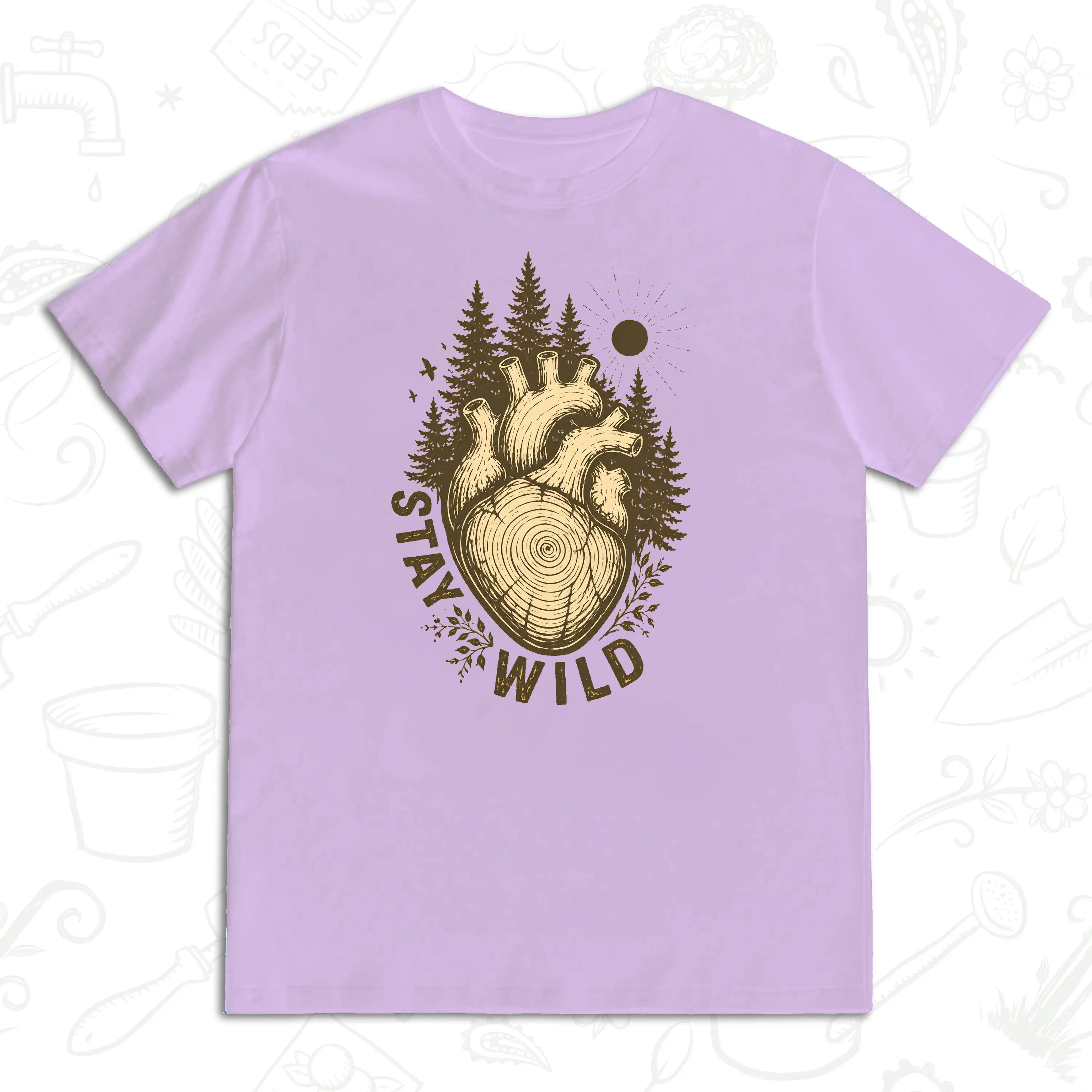 Stay Wild Nature T-Shirt – Anatomical Heart Forest Graphic Tee