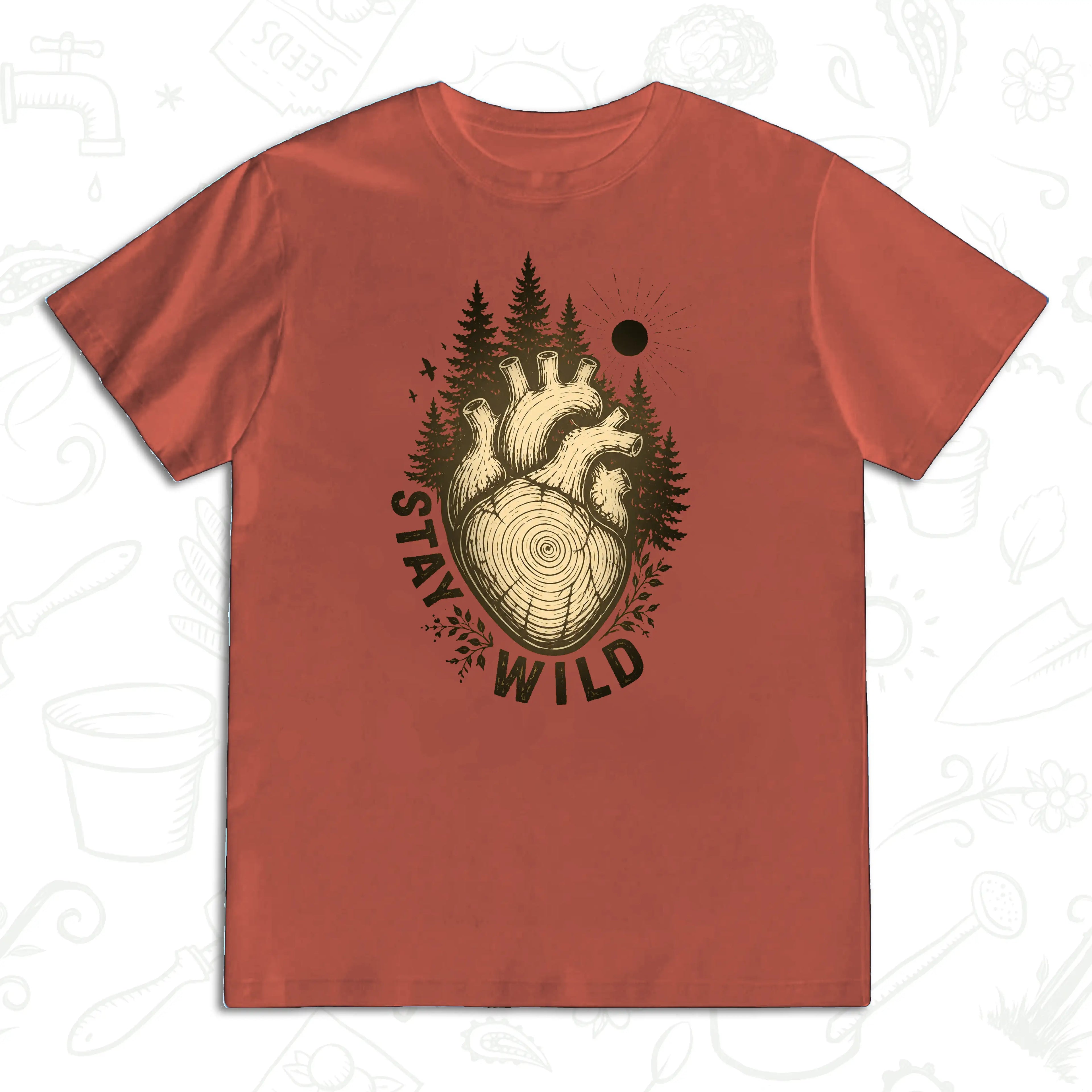Stay Wild Nature T-Shirt – Anatomical Heart Forest Graphic Tee
