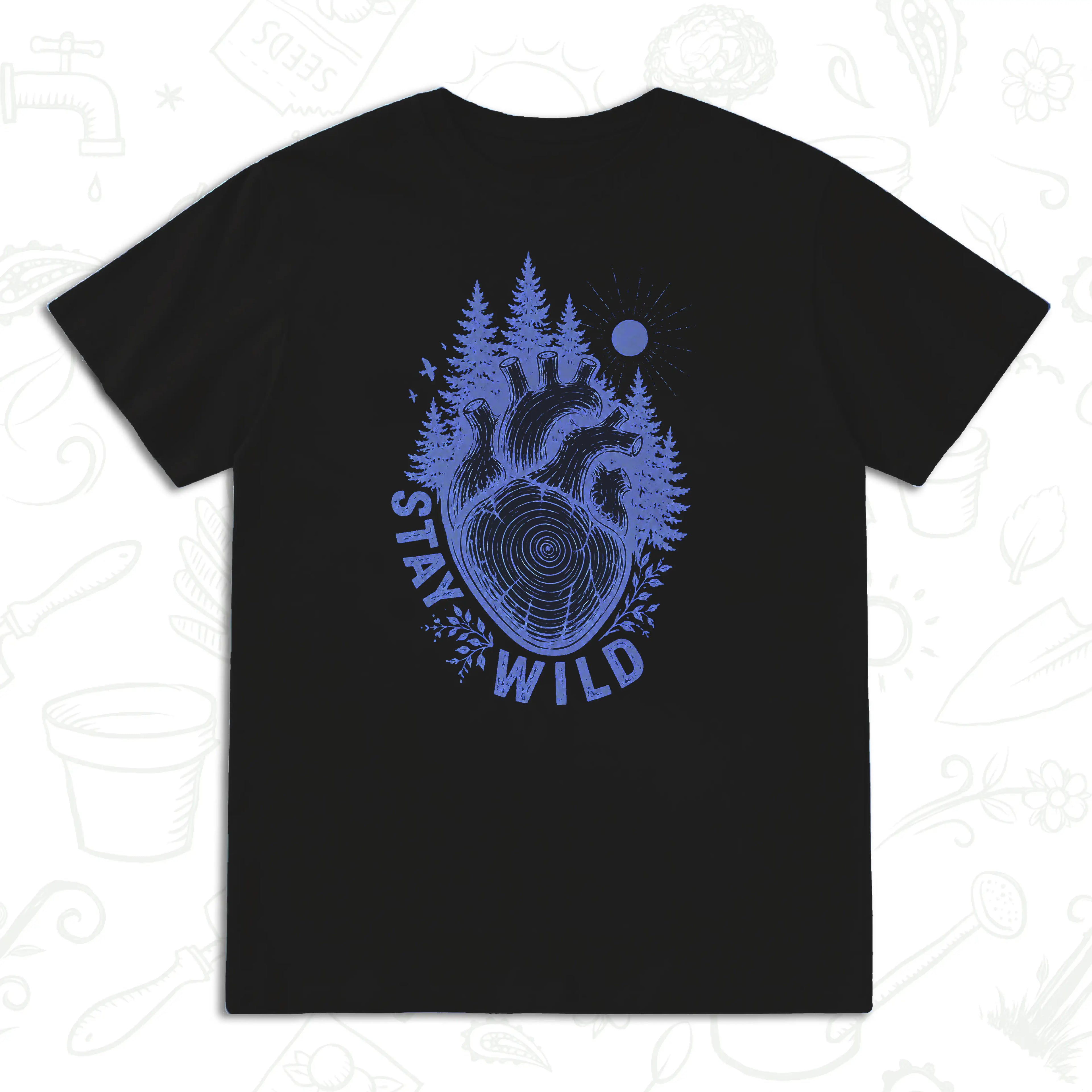 Stay Wild Nature T-Shirt – Anatomical Heart Forest Graphic Tee