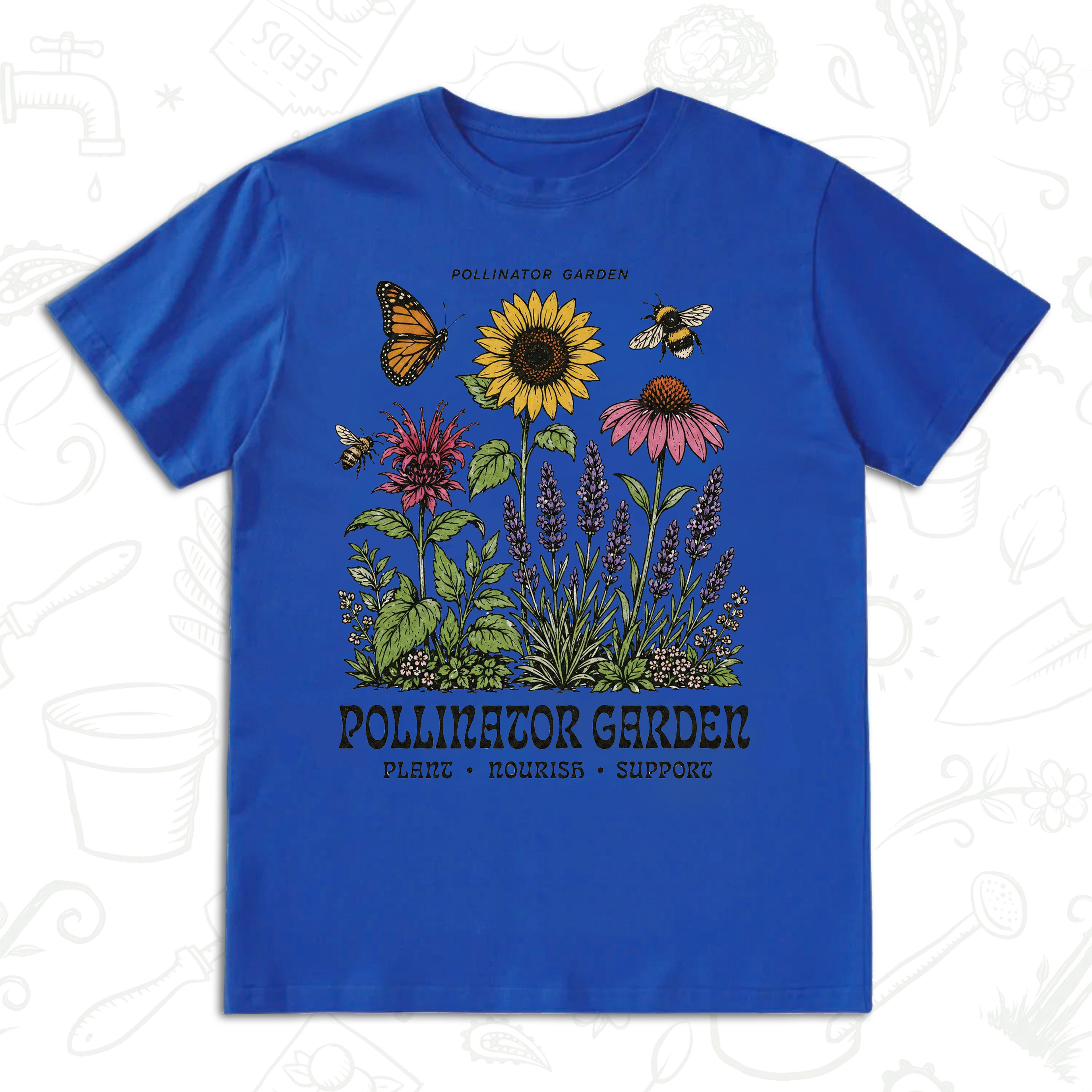 Pollinator Garden T-Shirt – Bee, Butterfly and Wildflower Gardening Tee