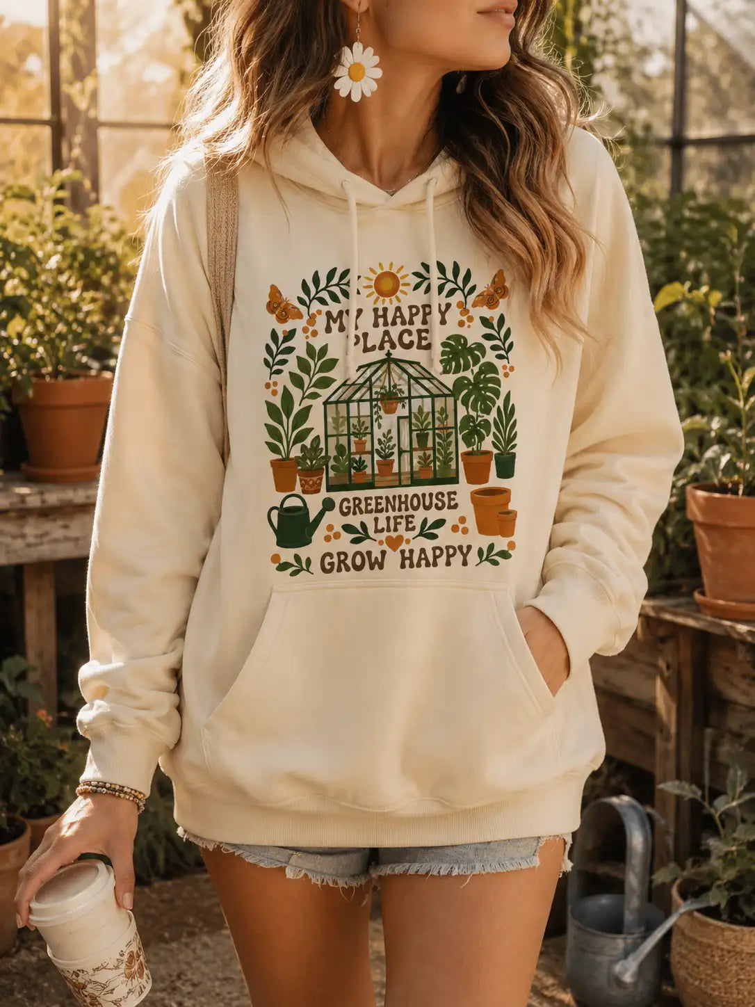 My Happy Place Greenhouse Hoodie – Garden Lover Botanical Pullover