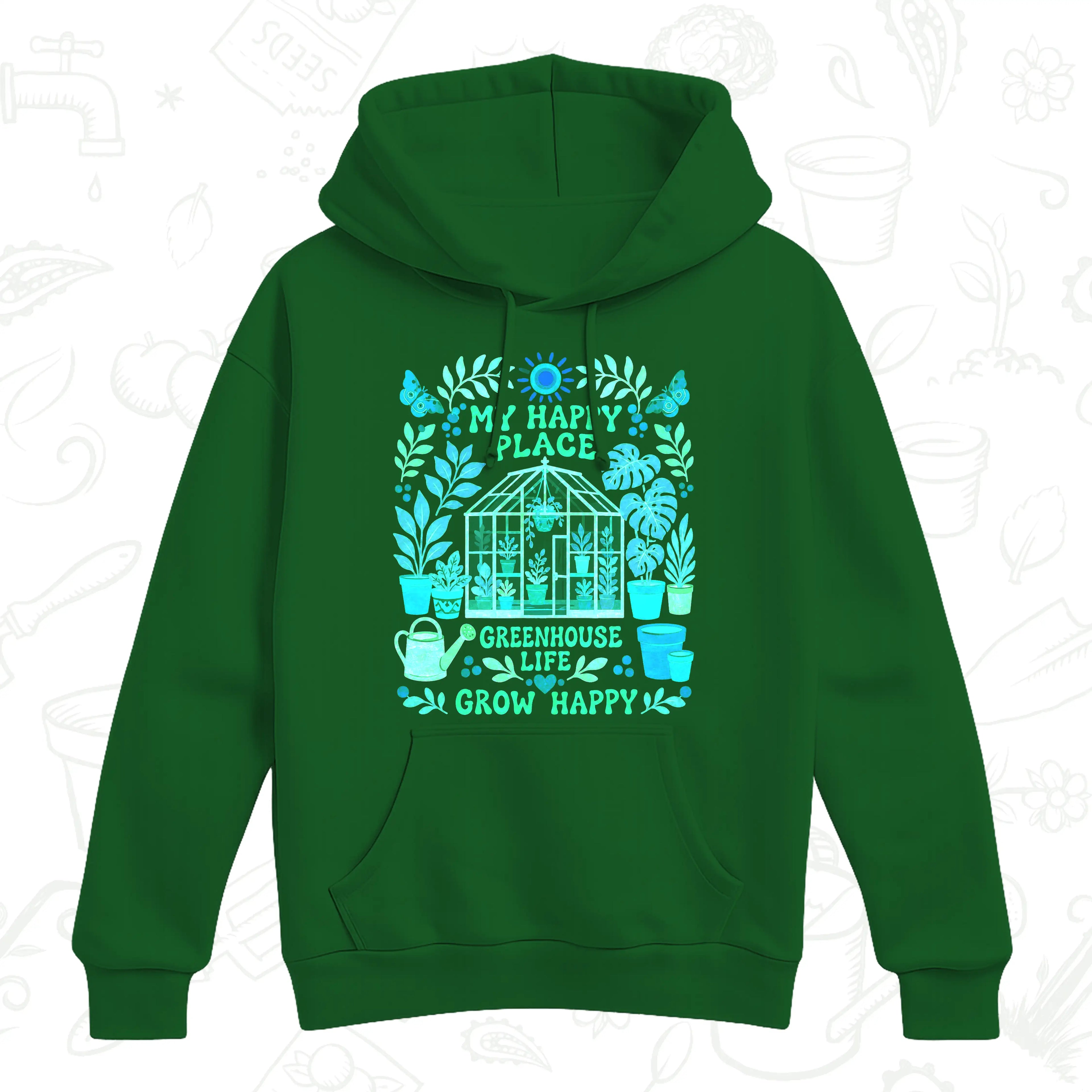 My Happy Place Greenhouse Hoodie – Garden Lover Botanical Pullover