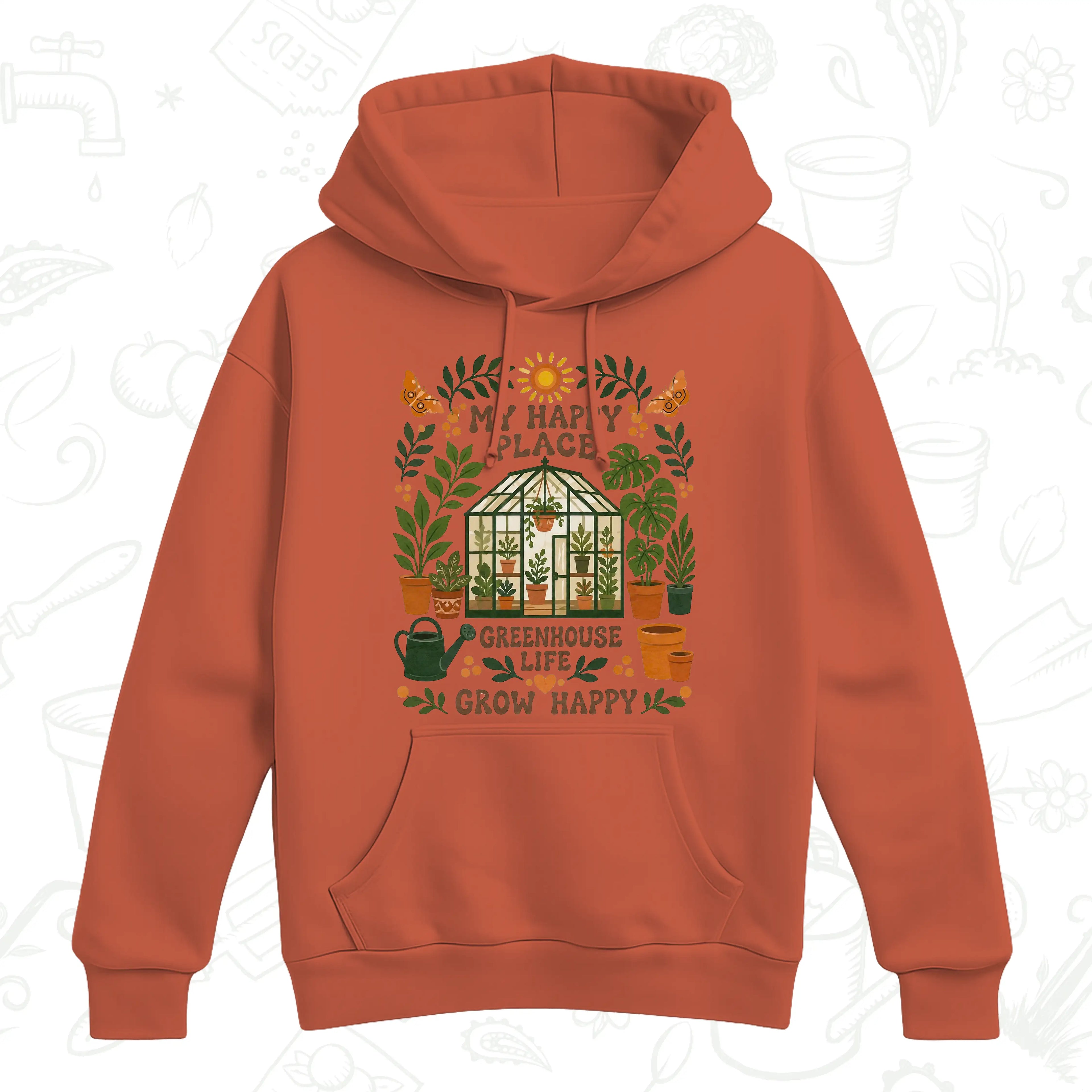 My Happy Place Greenhouse Hoodie – Garden Lover Botanical Pullover