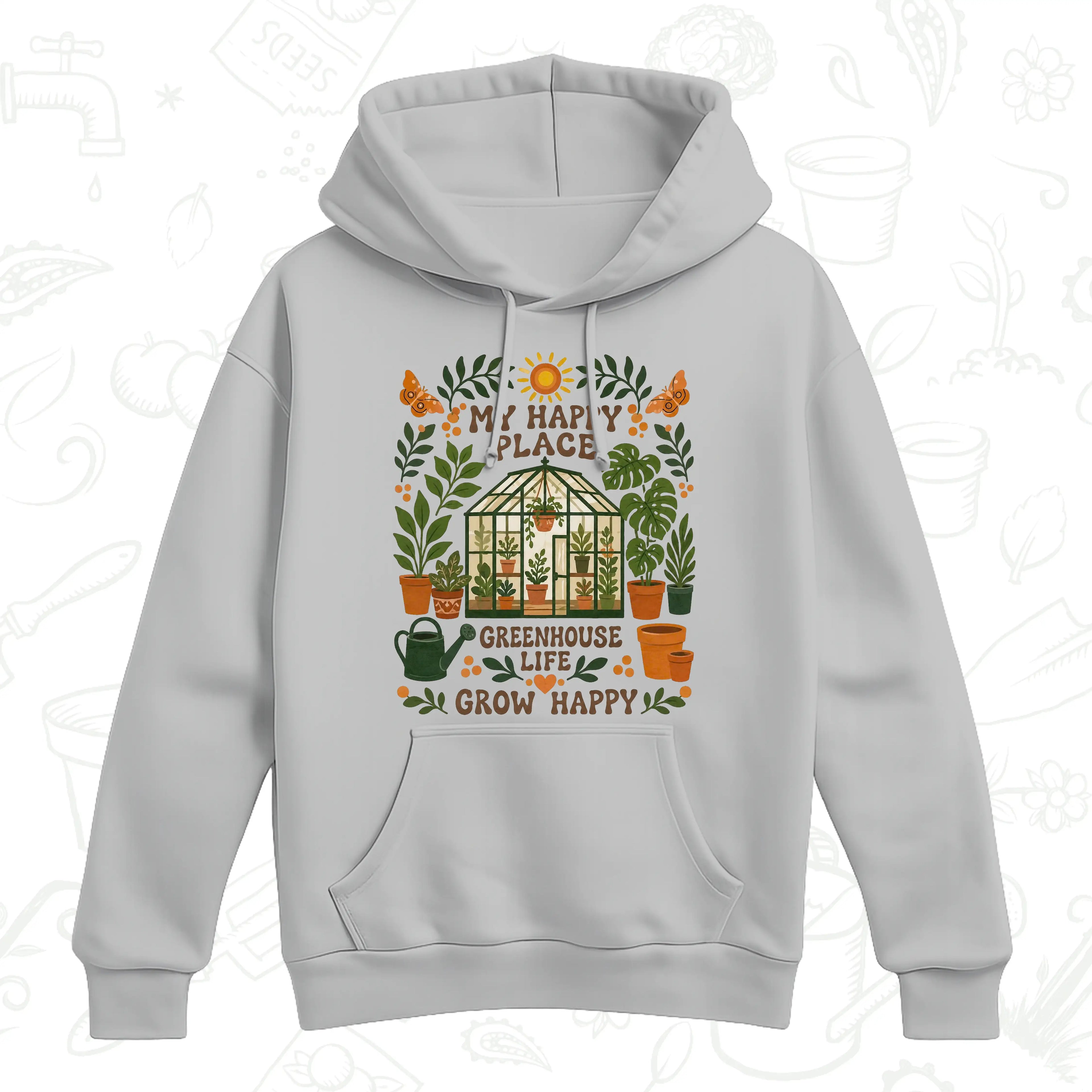 My Happy Place Greenhouse Hoodie – Garden Lover Botanical Pullover
