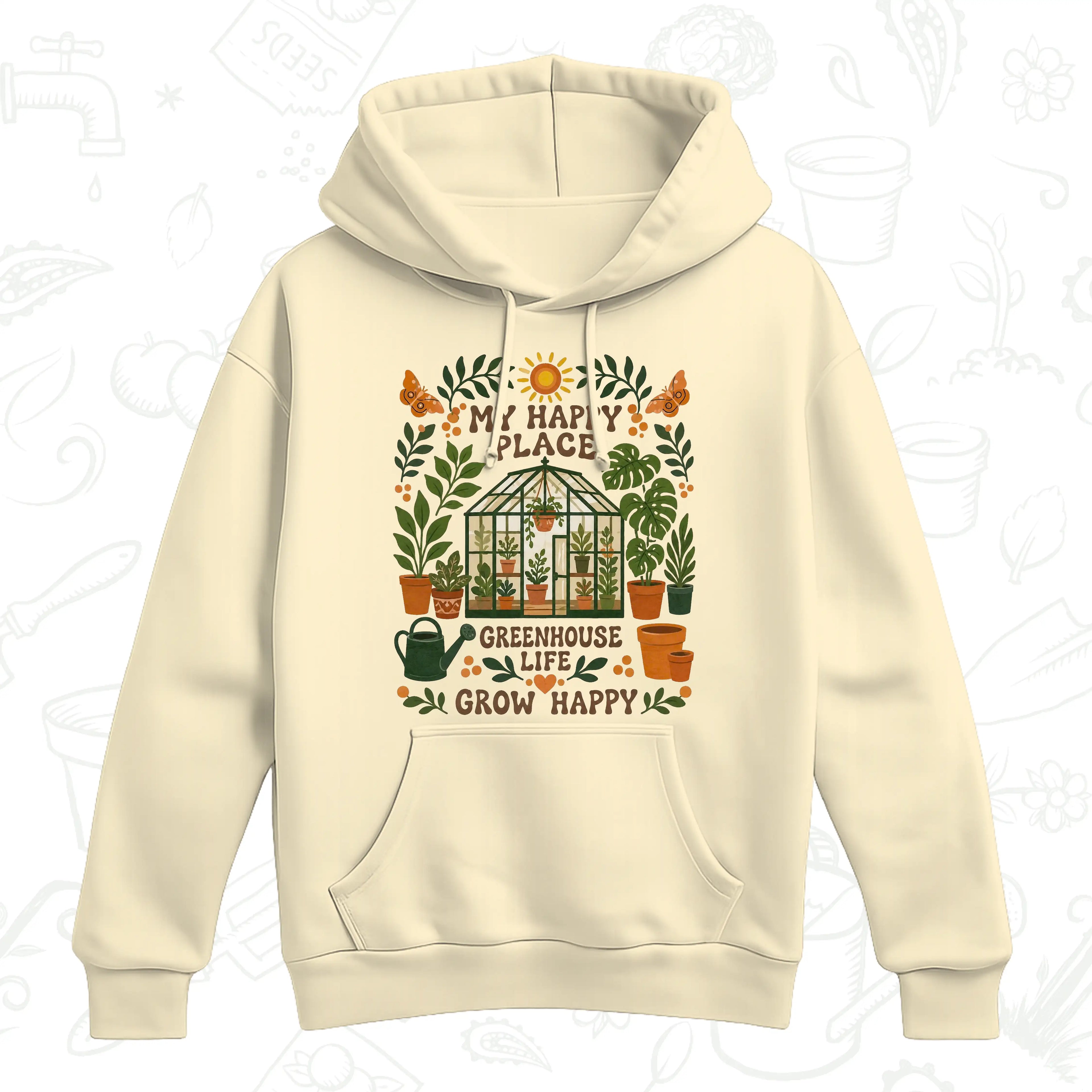 My Happy Place Greenhouse Hoodie – Garden Lover Botanical Pullover
