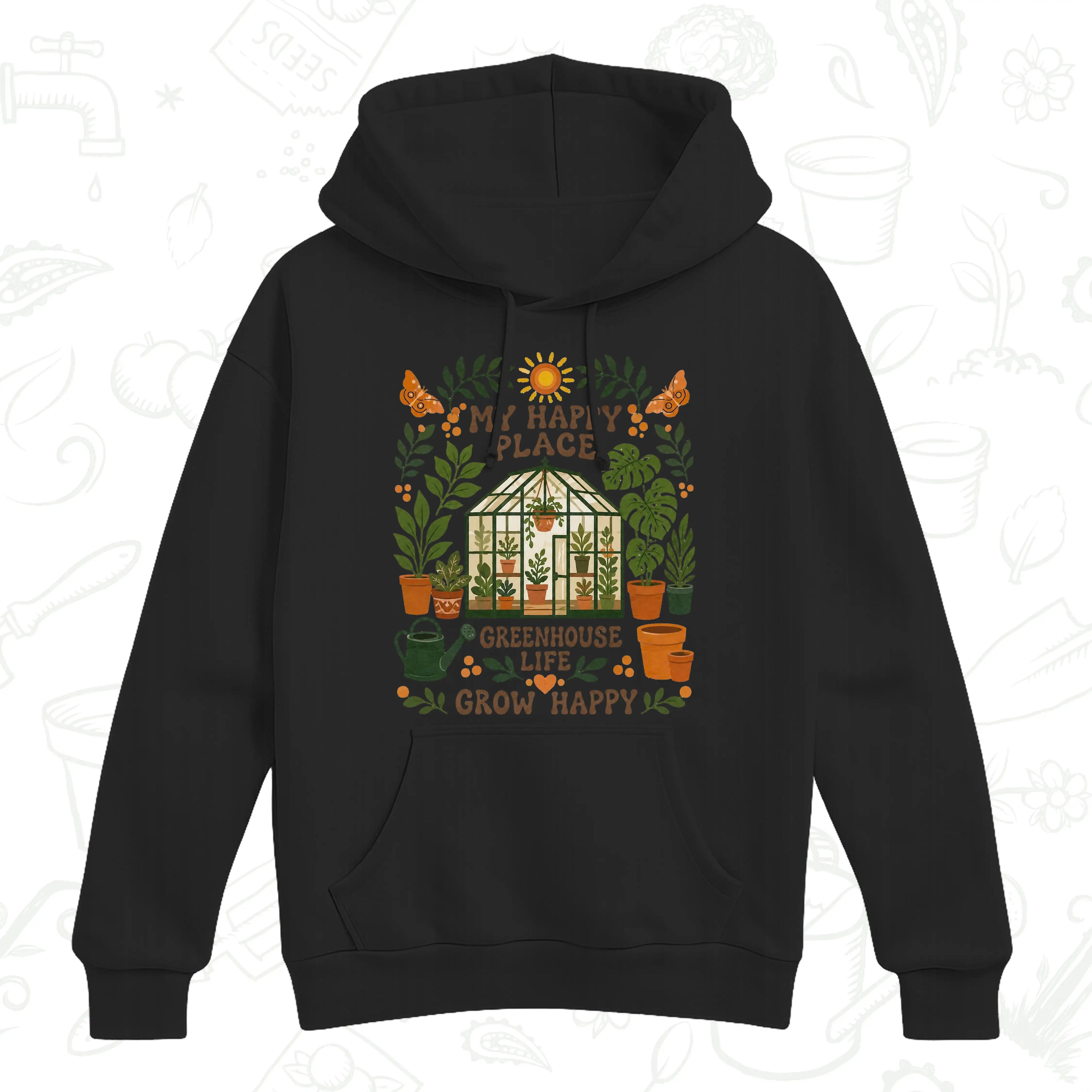 My Happy Place Greenhouse Hoodie – Garden Lover Botanical Pullover