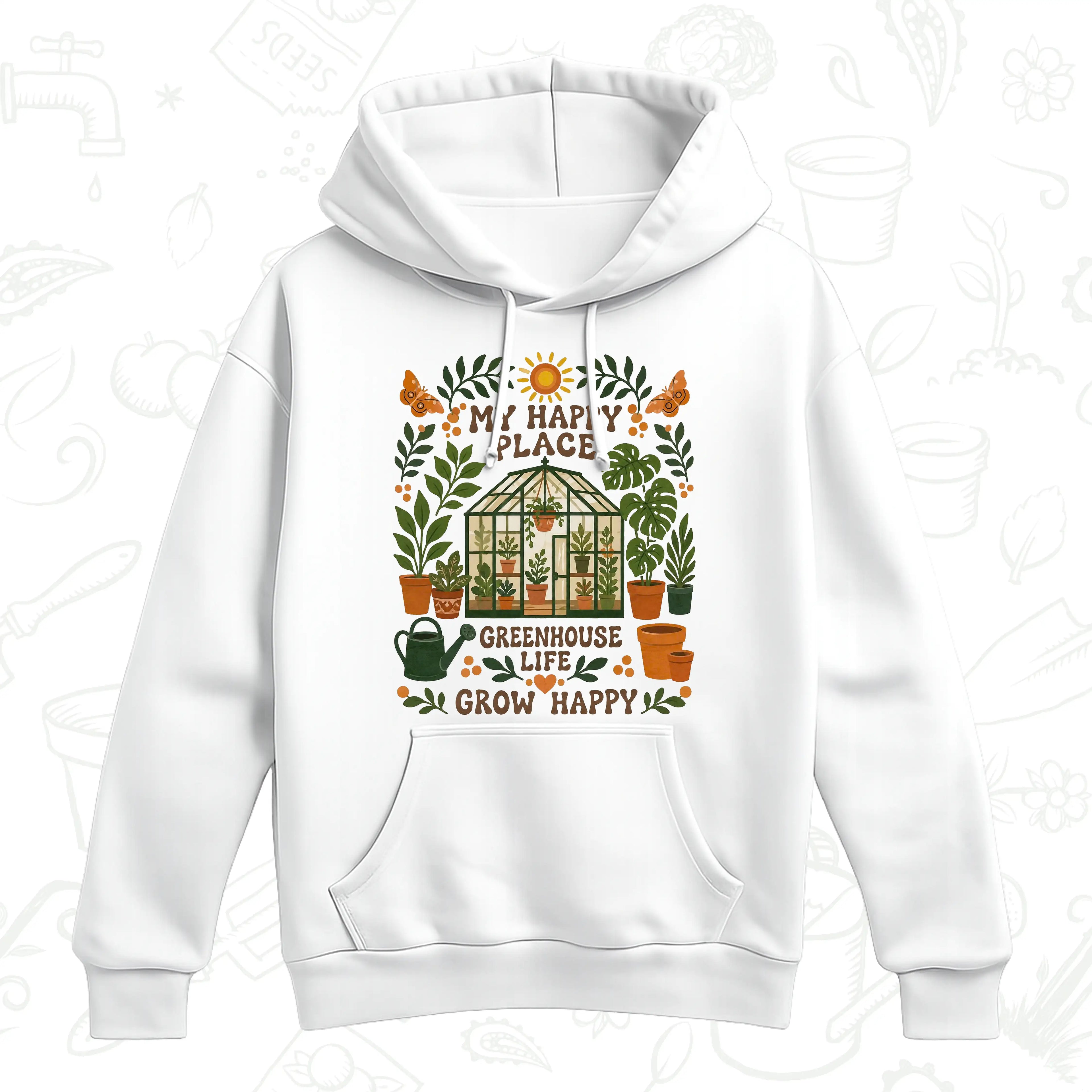 My Happy Place Greenhouse Hoodie – Garden Lover Botanical Pullover