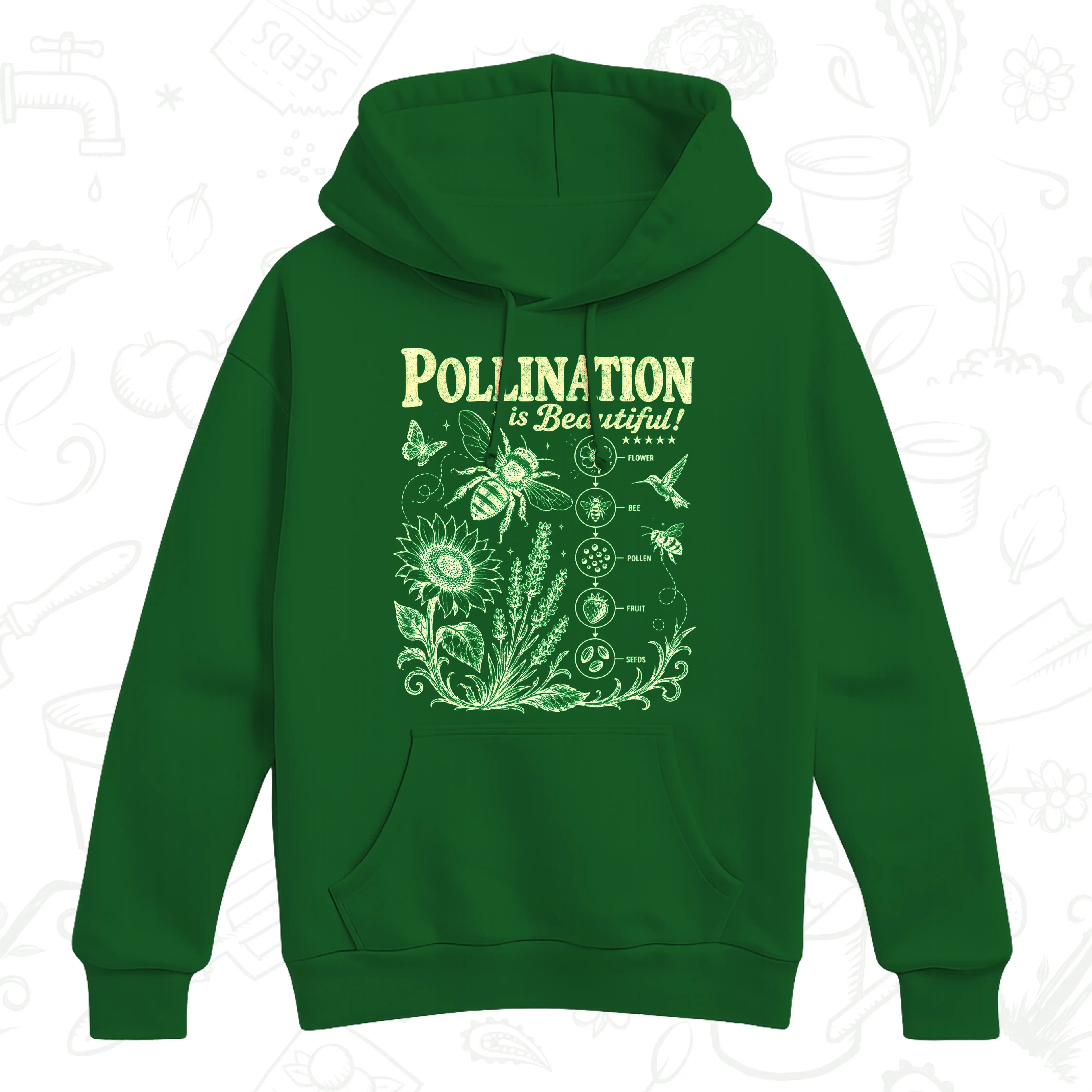 Pollination Is Beautiful Hoodie – Gothic Bee and Botanical Pullover