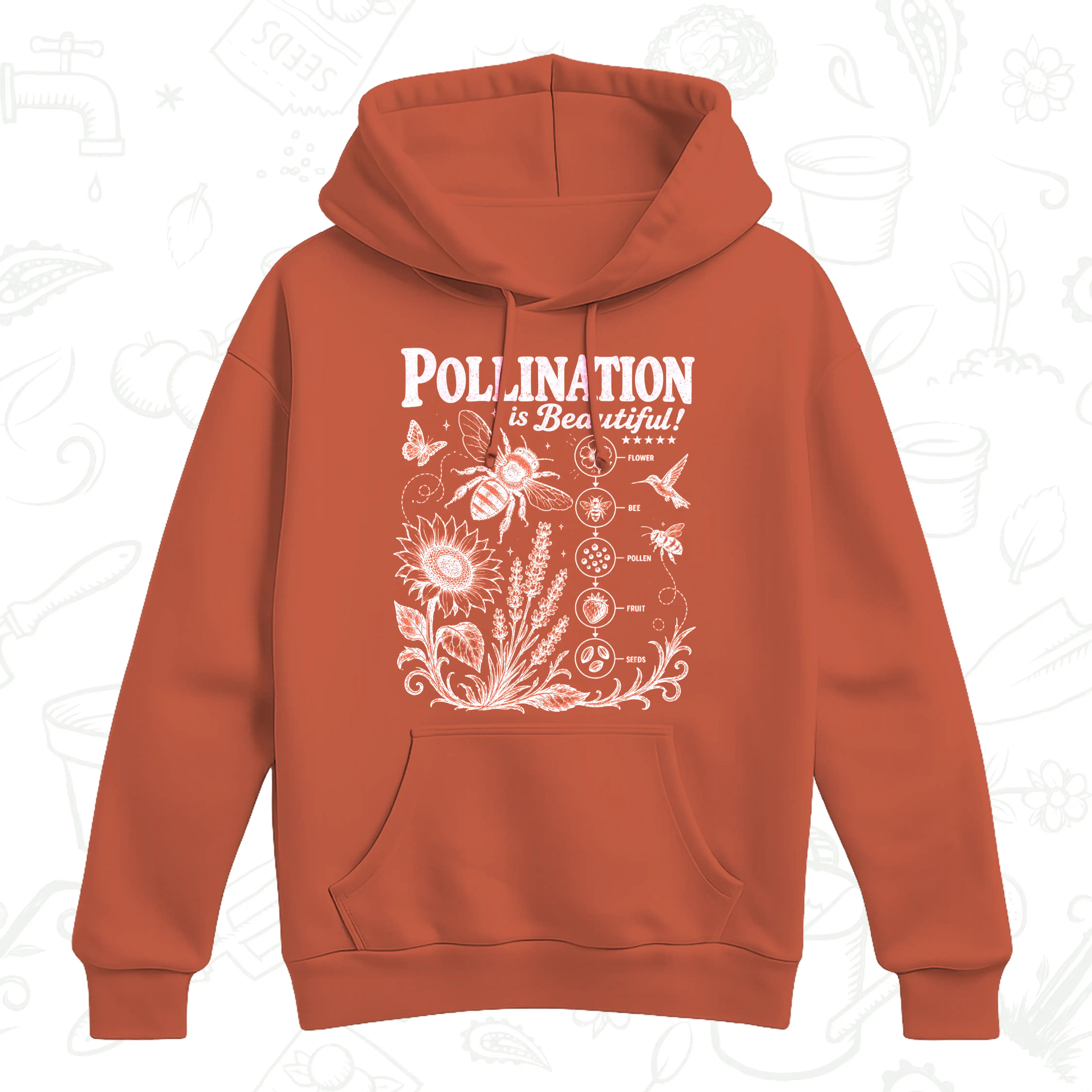 Pollination Is Beautiful Hoodie – Gothic Bee and Botanical Pullover