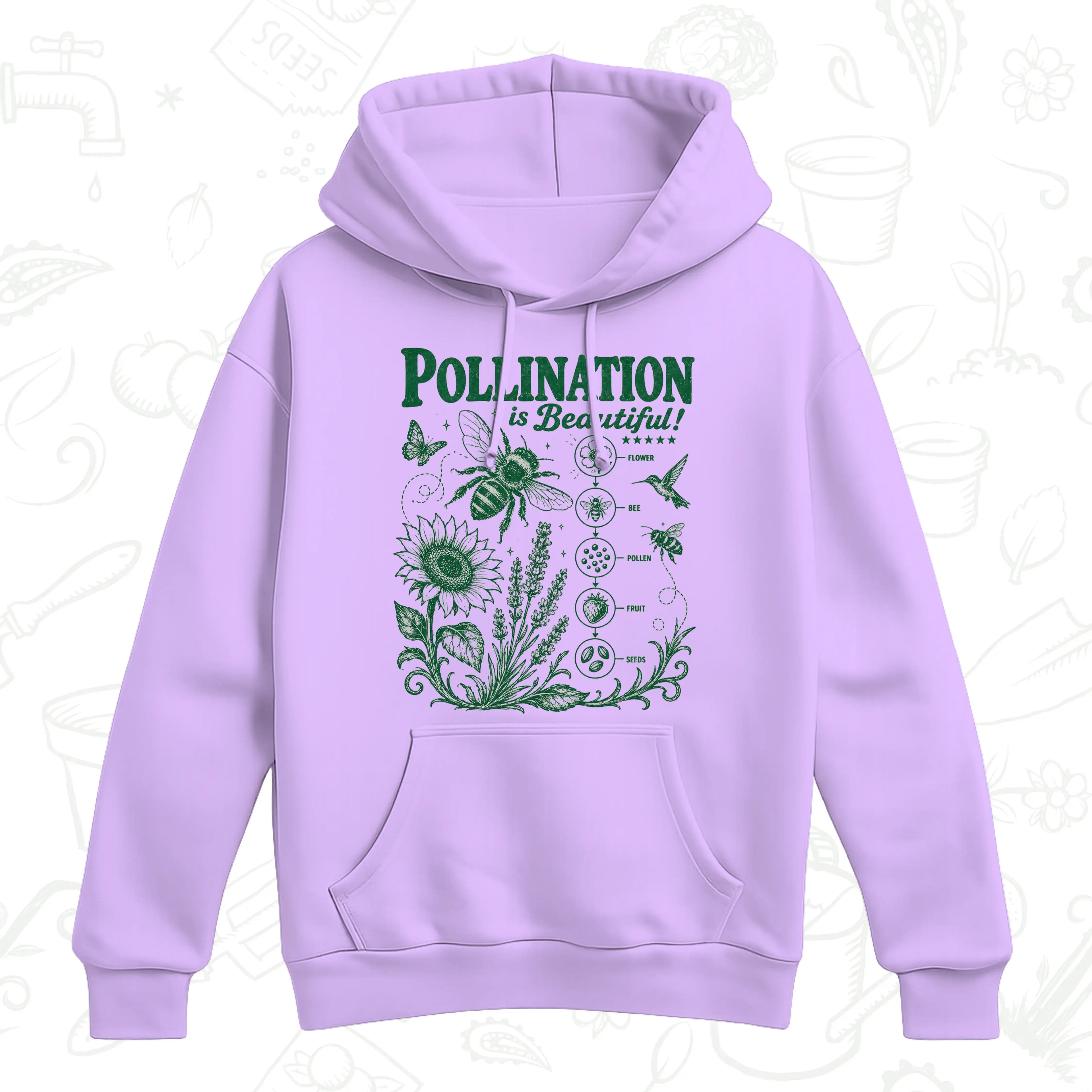 Pollination Is Beautiful Hoodie – Gothic Bee and Botanical Pullover