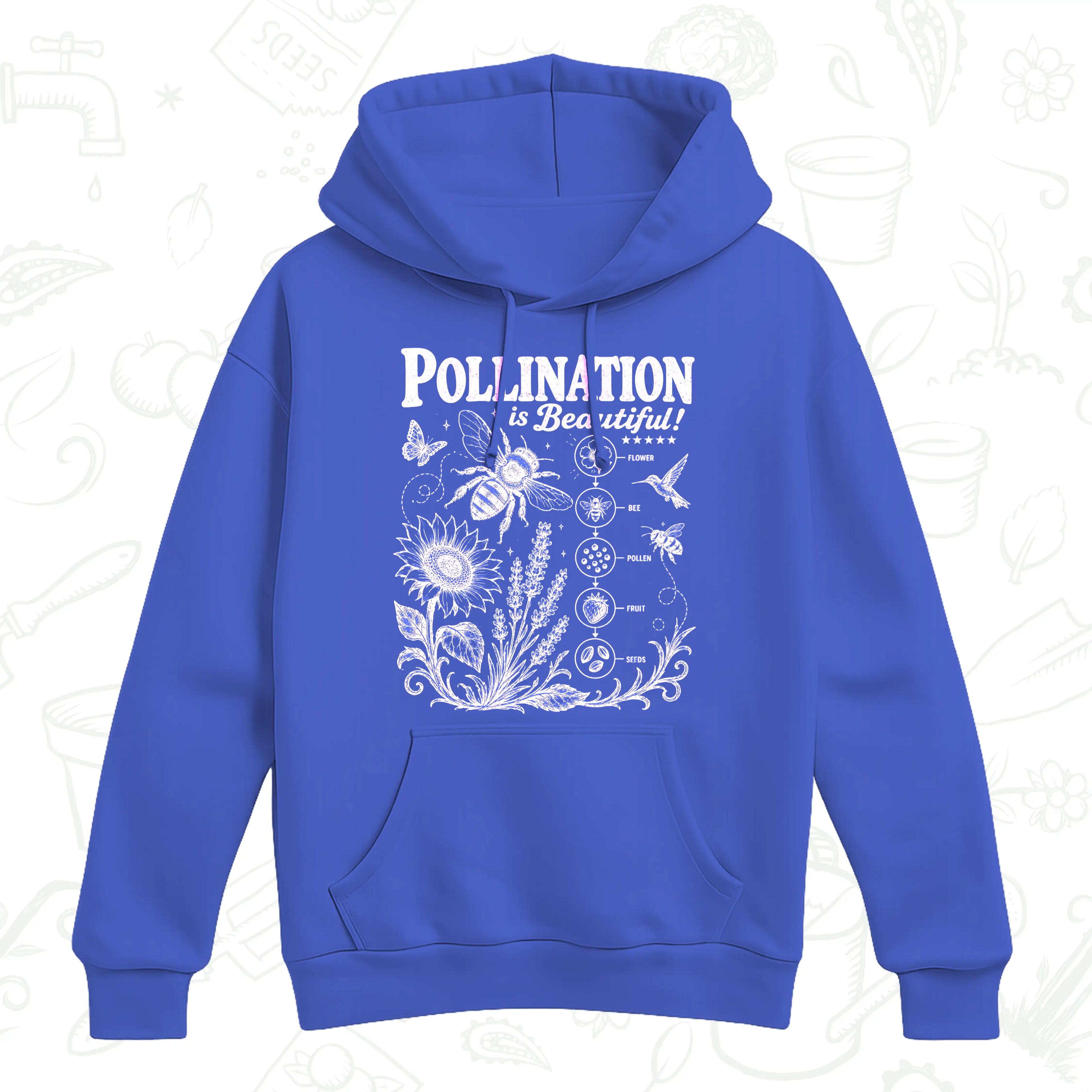 Pollination Is Beautiful Hoodie – Gothic Bee and Botanical Pullover