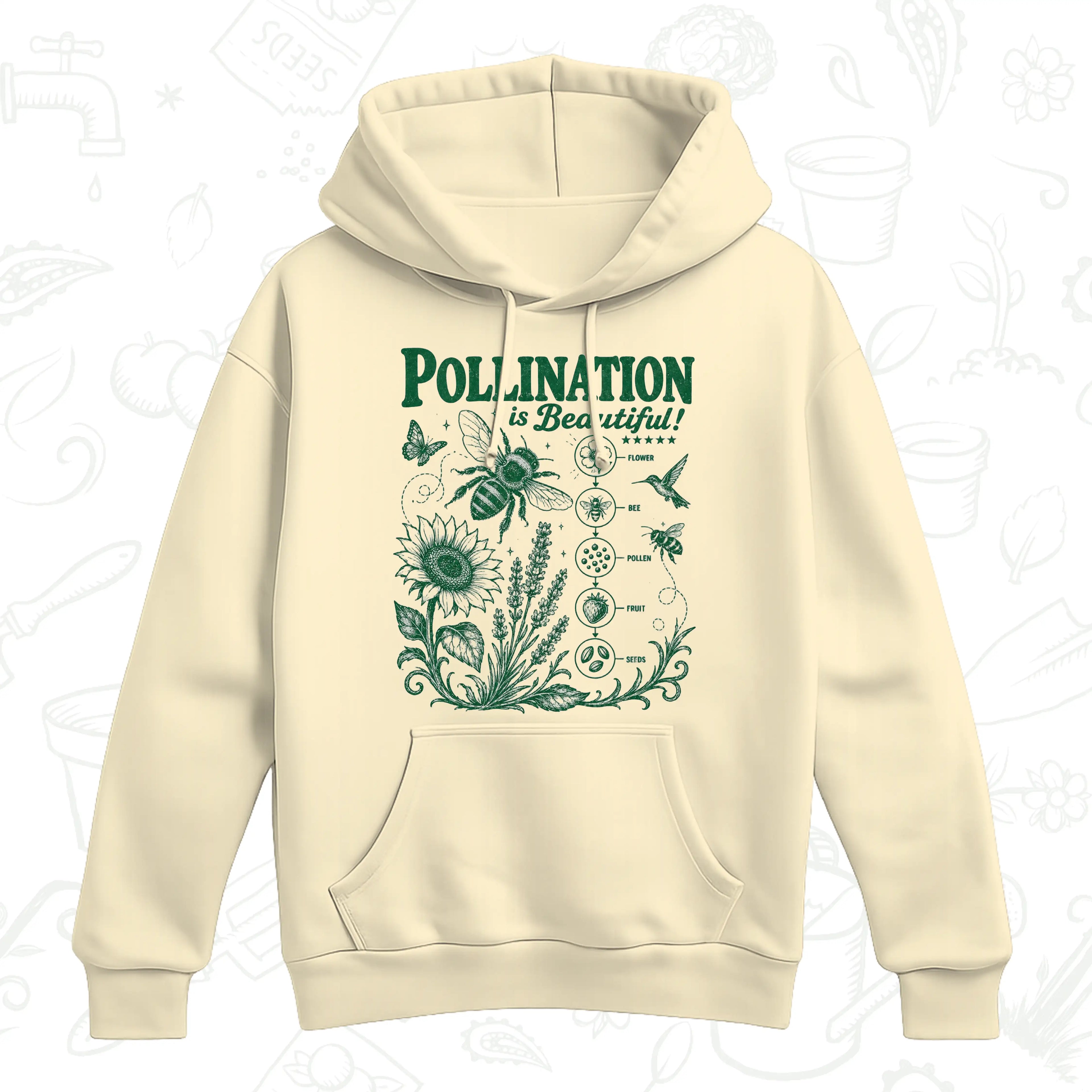 Pollination Is Beautiful Hoodie – Gothic Bee and Botanical Pullover