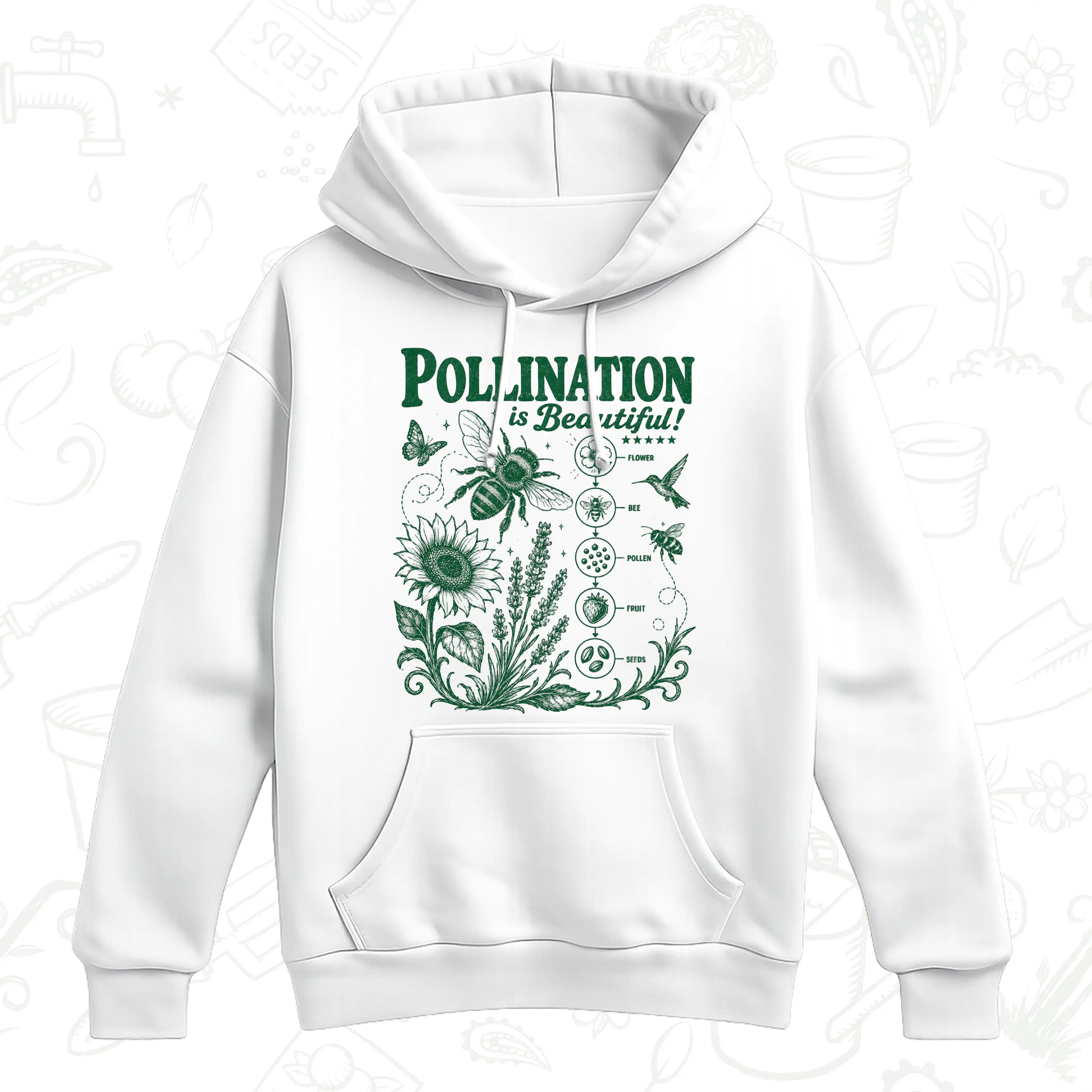 Pollination Is Beautiful Hoodie – Gothic Bee and Botanical Pullover