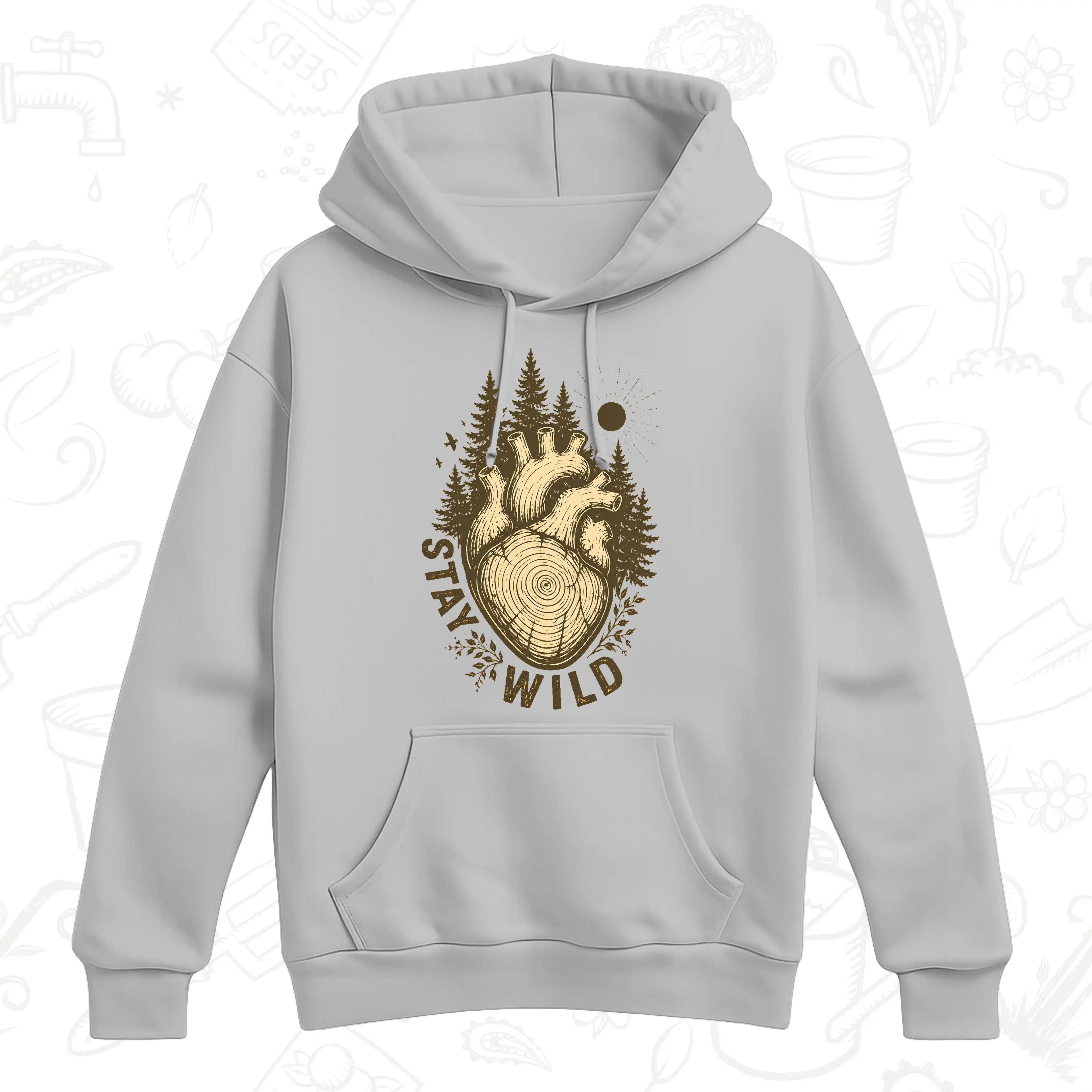 Stay Wild Nature Hoodie – Anatomical Heart Forest Pullover