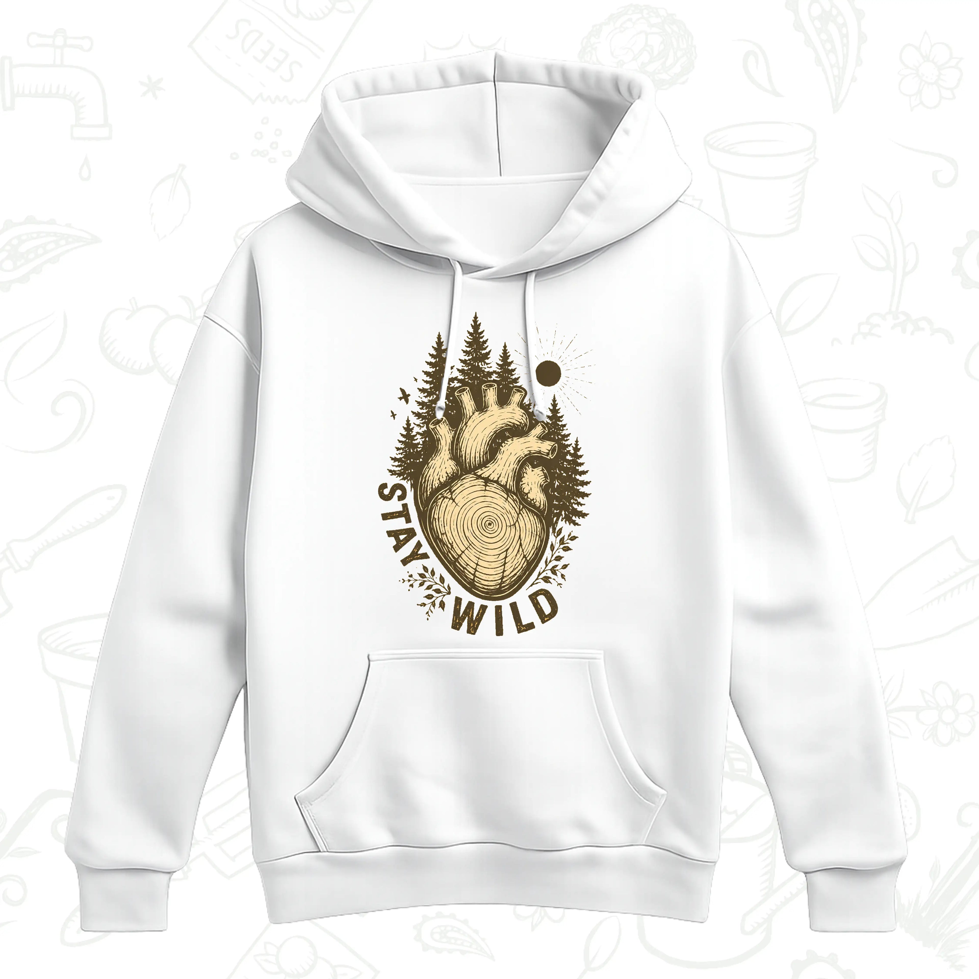 Stay Wild Nature Hoodie – Anatomical Heart Forest Pullover