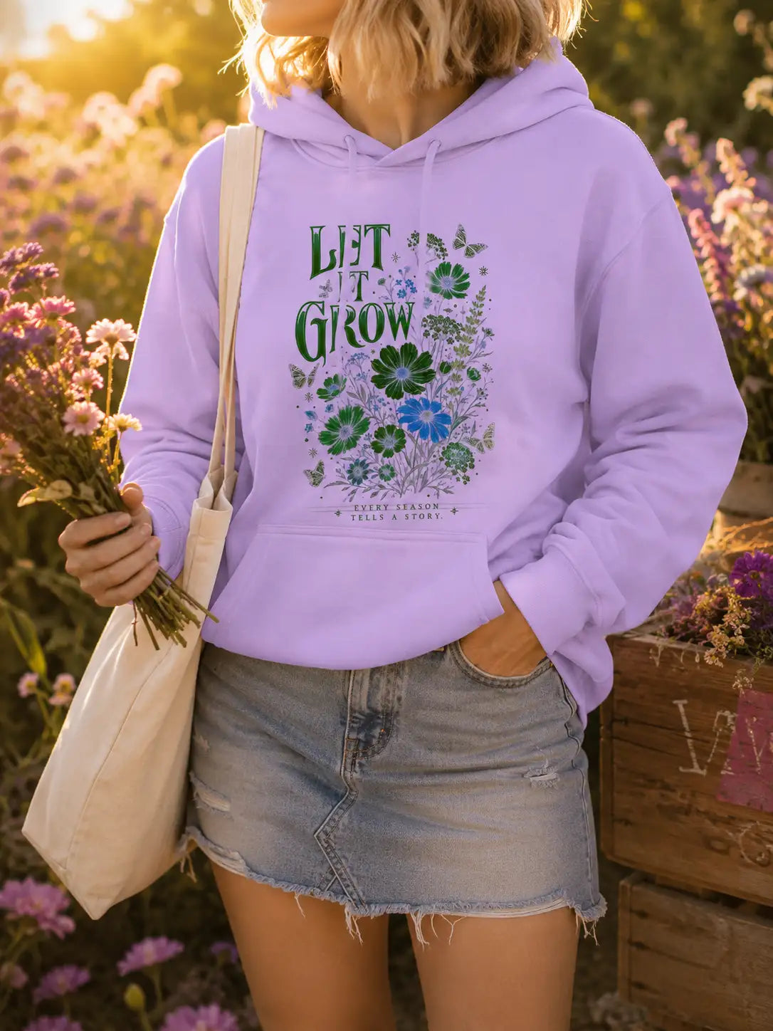 Let It Grow Wildflower Hoodie – Botanical Garden Lover Pullover