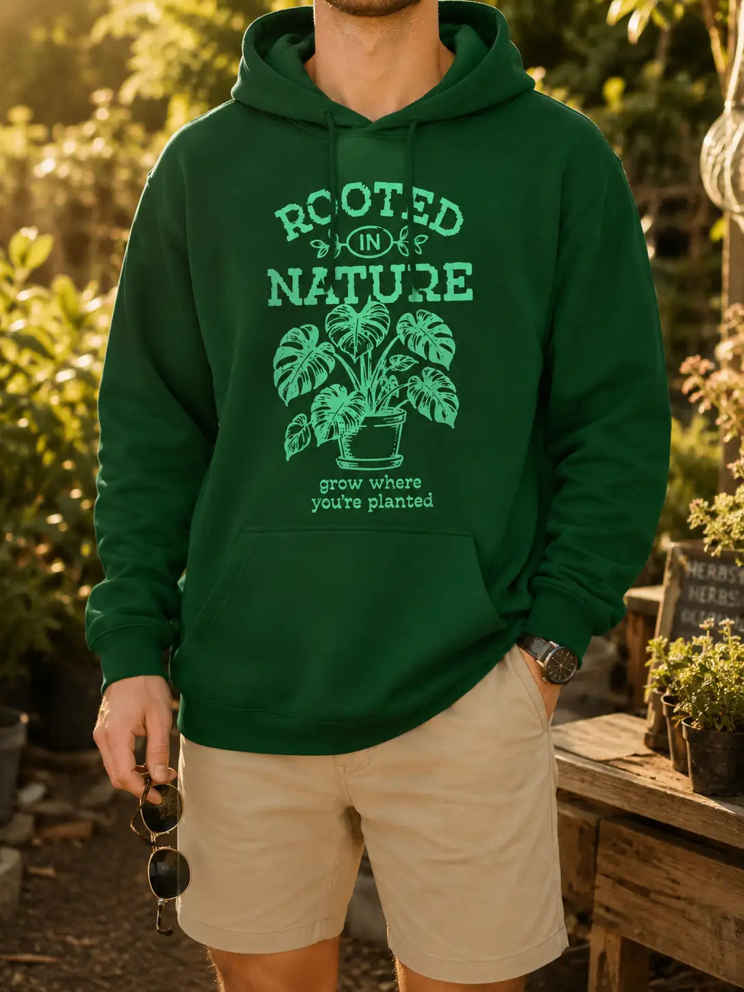 Rooted in Nature Hoodie – Grow Where You’re Planted Botanical Pullover