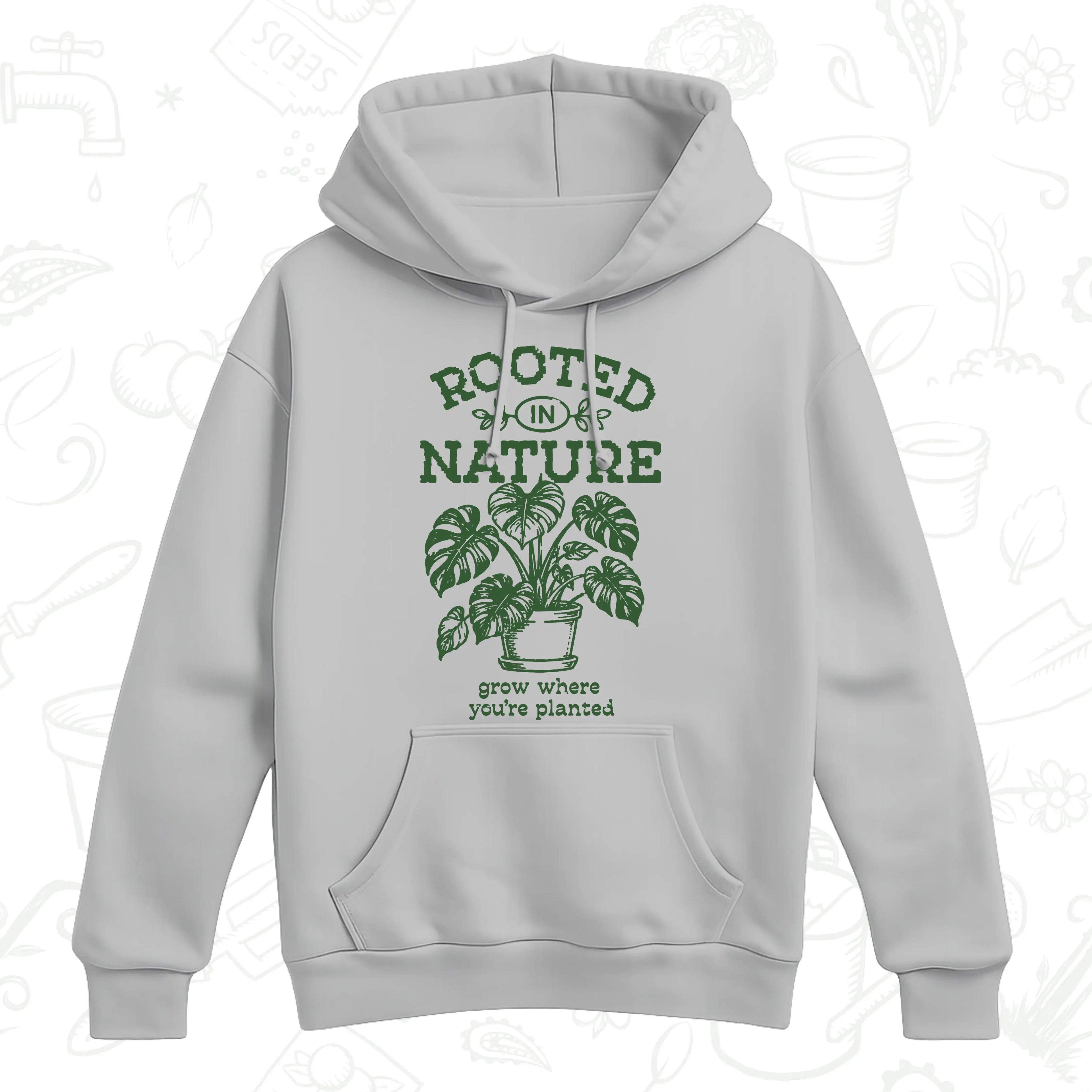 Rooted in Nature Hoodie – Grow Where You’re Planted Botanical Pullover