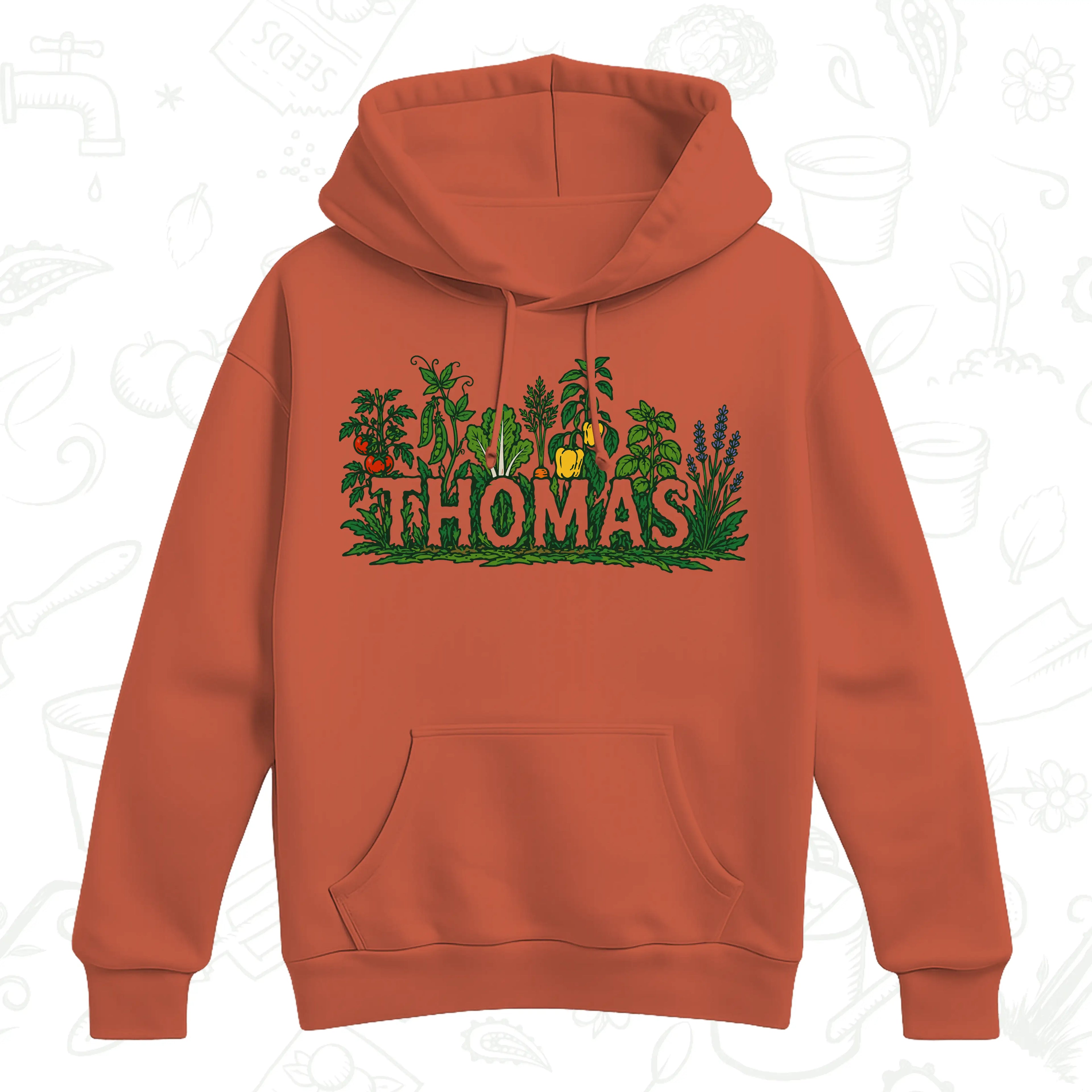 Personalised Vegetable Garden Name Hoodie – Gardener Graphic Pullover