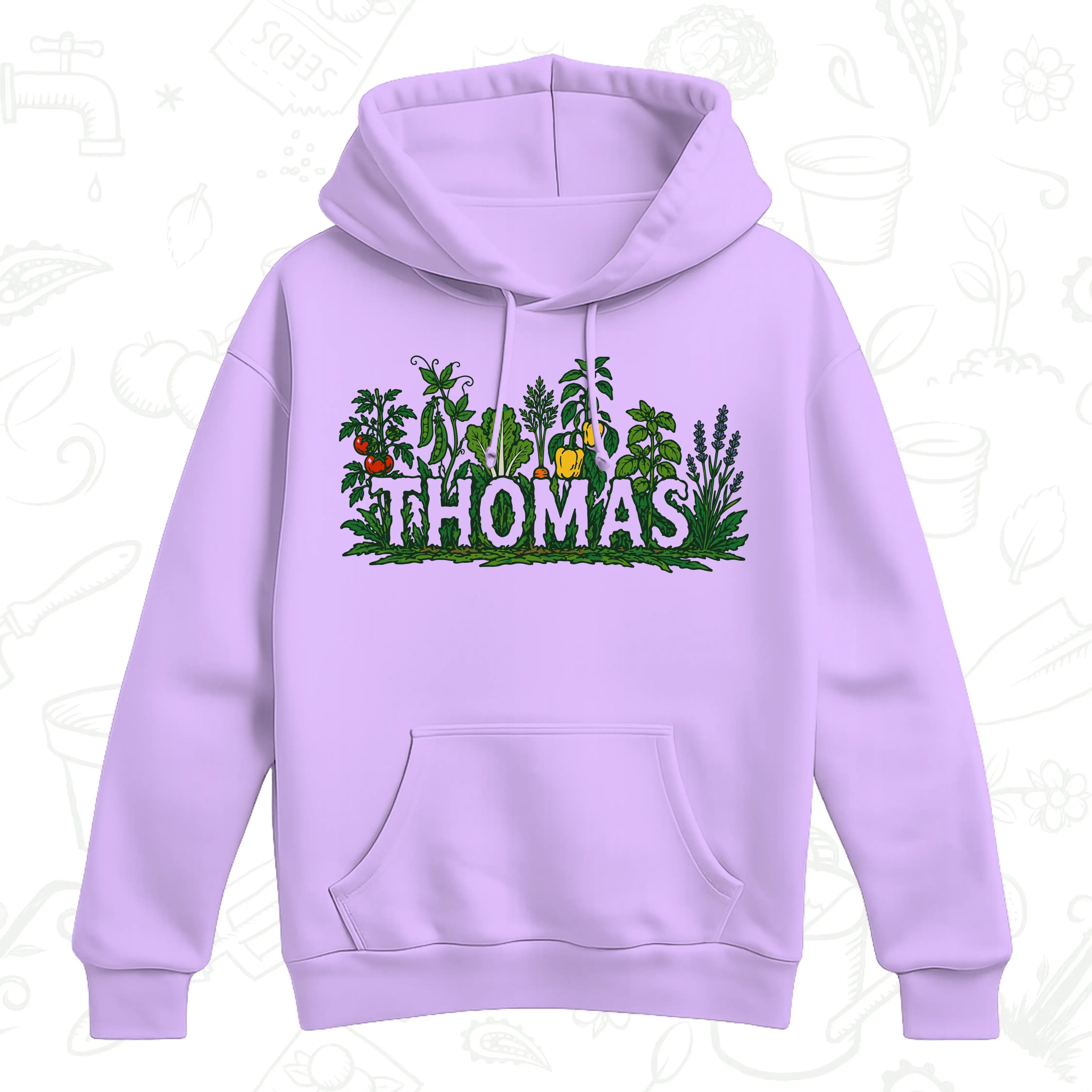 Personalised Vegetable Garden Name Hoodie – Gardener Graphic Pullover