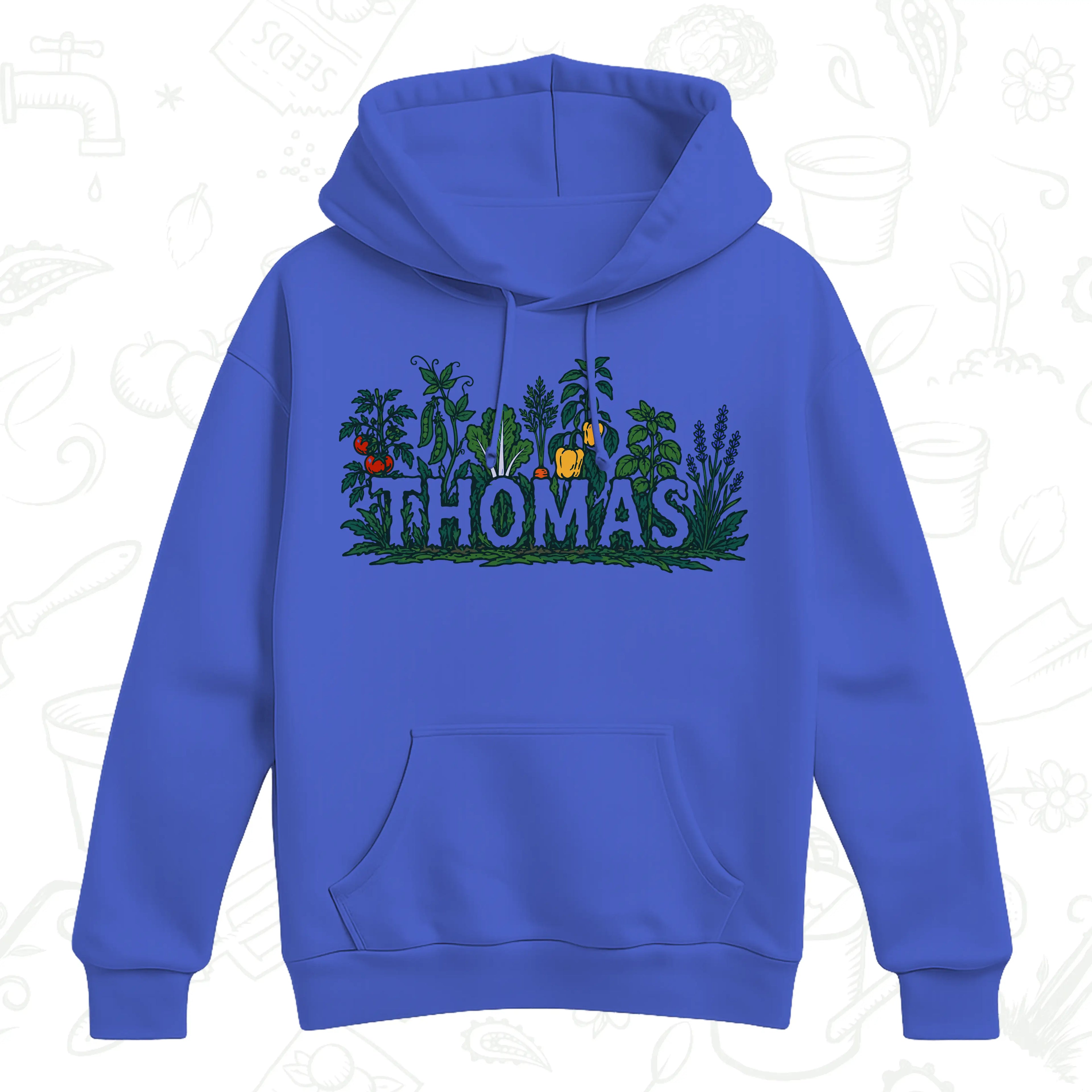 Personalised Vegetable Garden Name Hoodie – Gardener Graphic Pullover