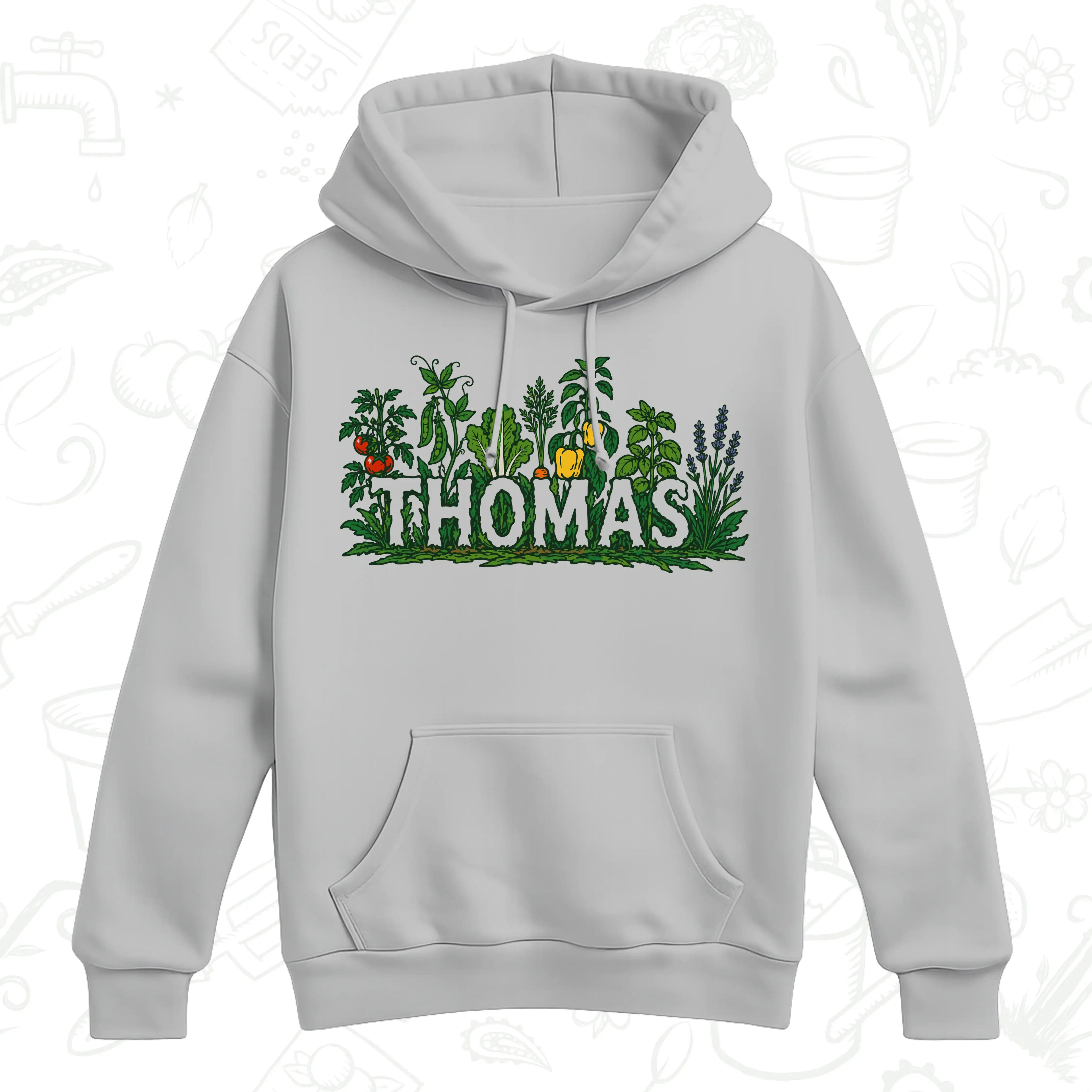 Personalised Vegetable Garden Name Hoodie – Gardener Graphic Pullover