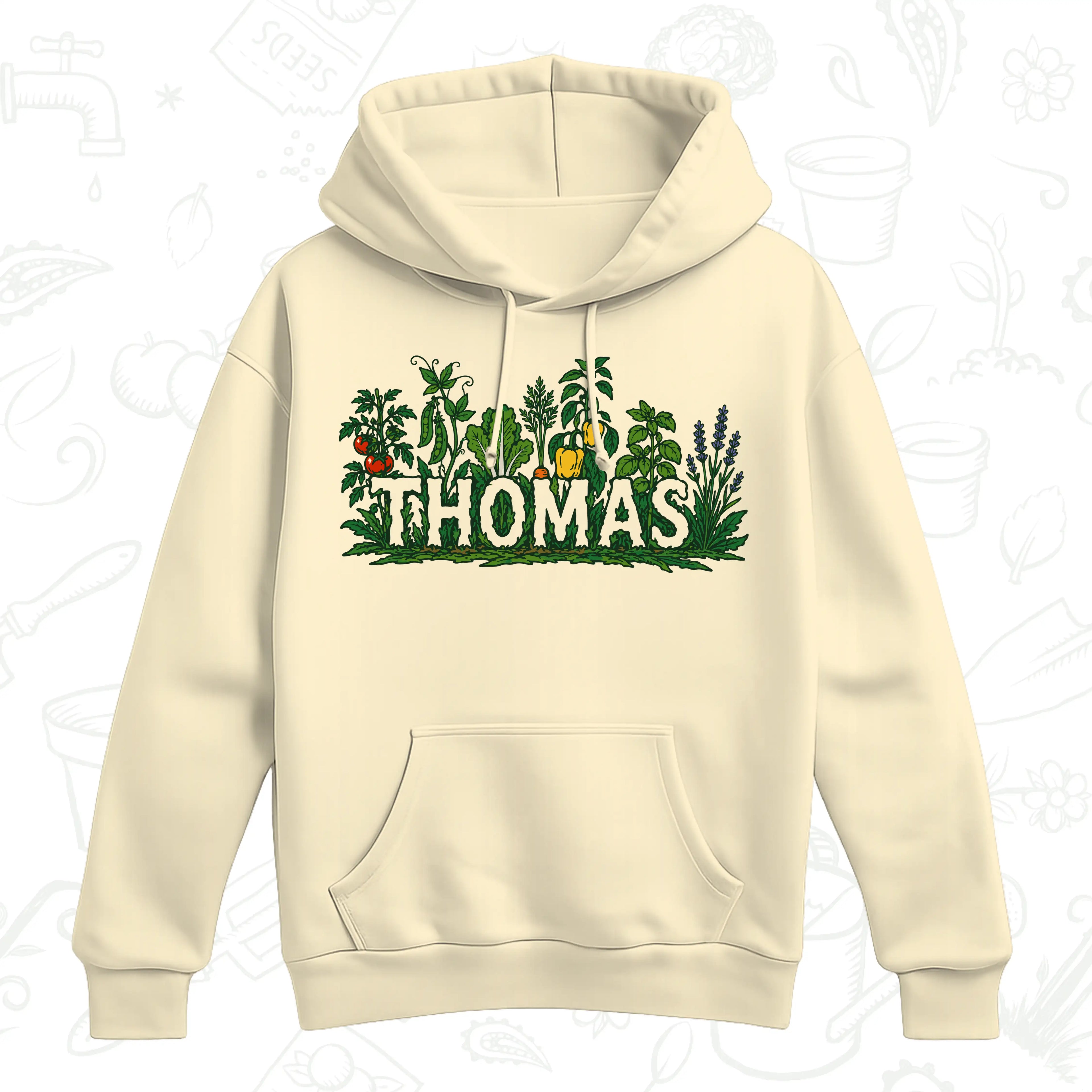 Personalised Vegetable Garden Name Hoodie – Gardener Graphic Pullover