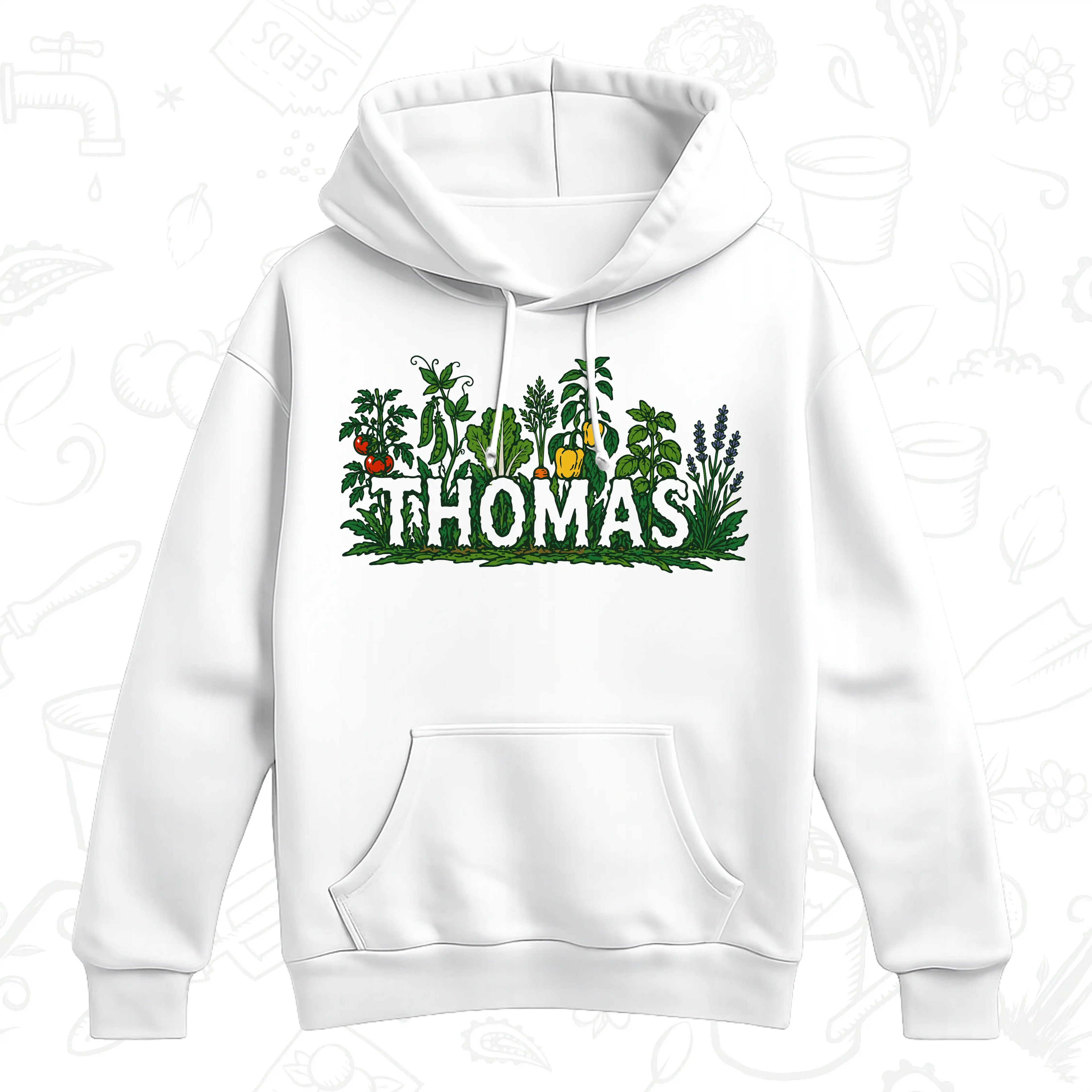 Personalised Vegetable Garden Name Hoodie – Gardener Graphic Pullover