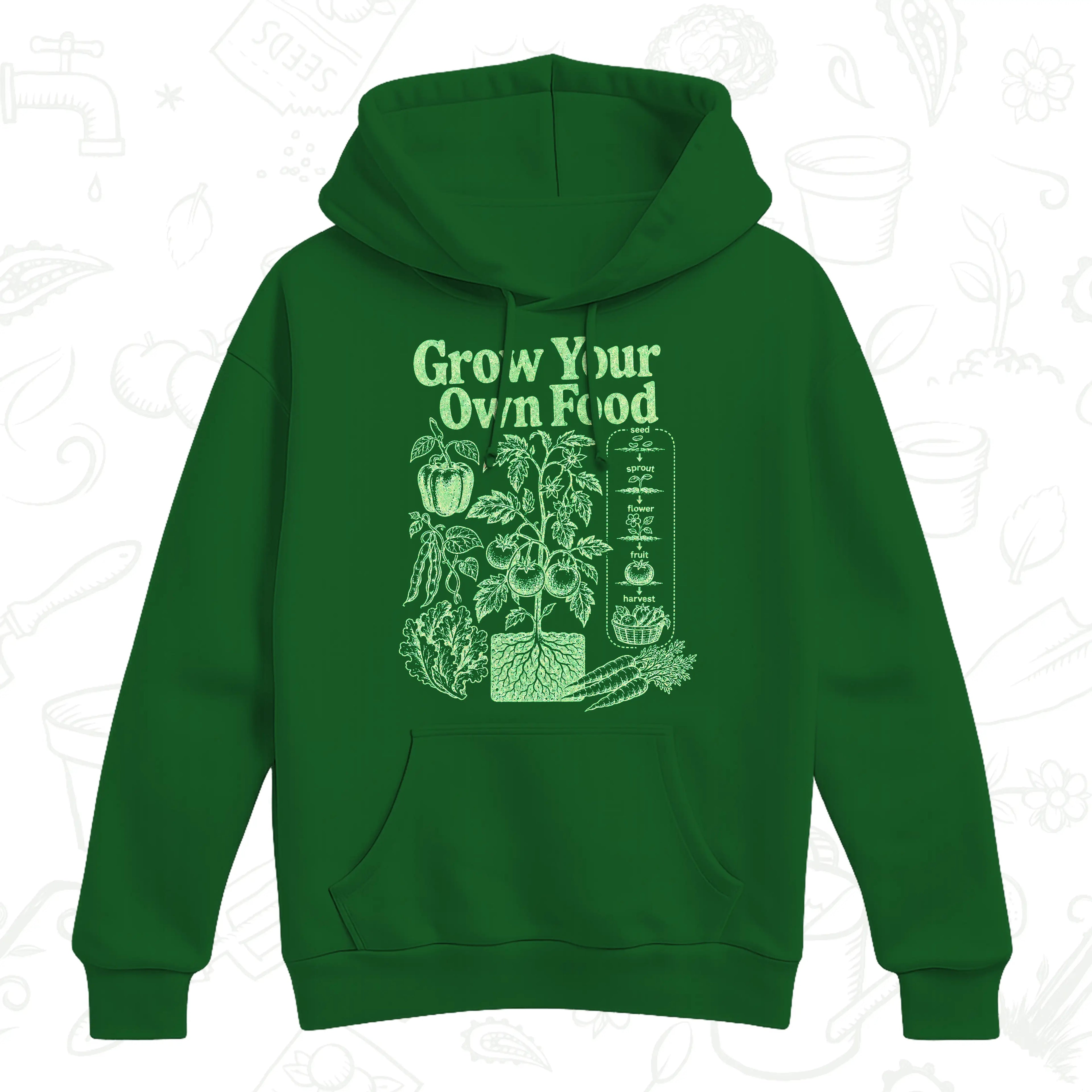 Grow Your Own Food Hoodie – Vegetable Gardening Graphic Pullover