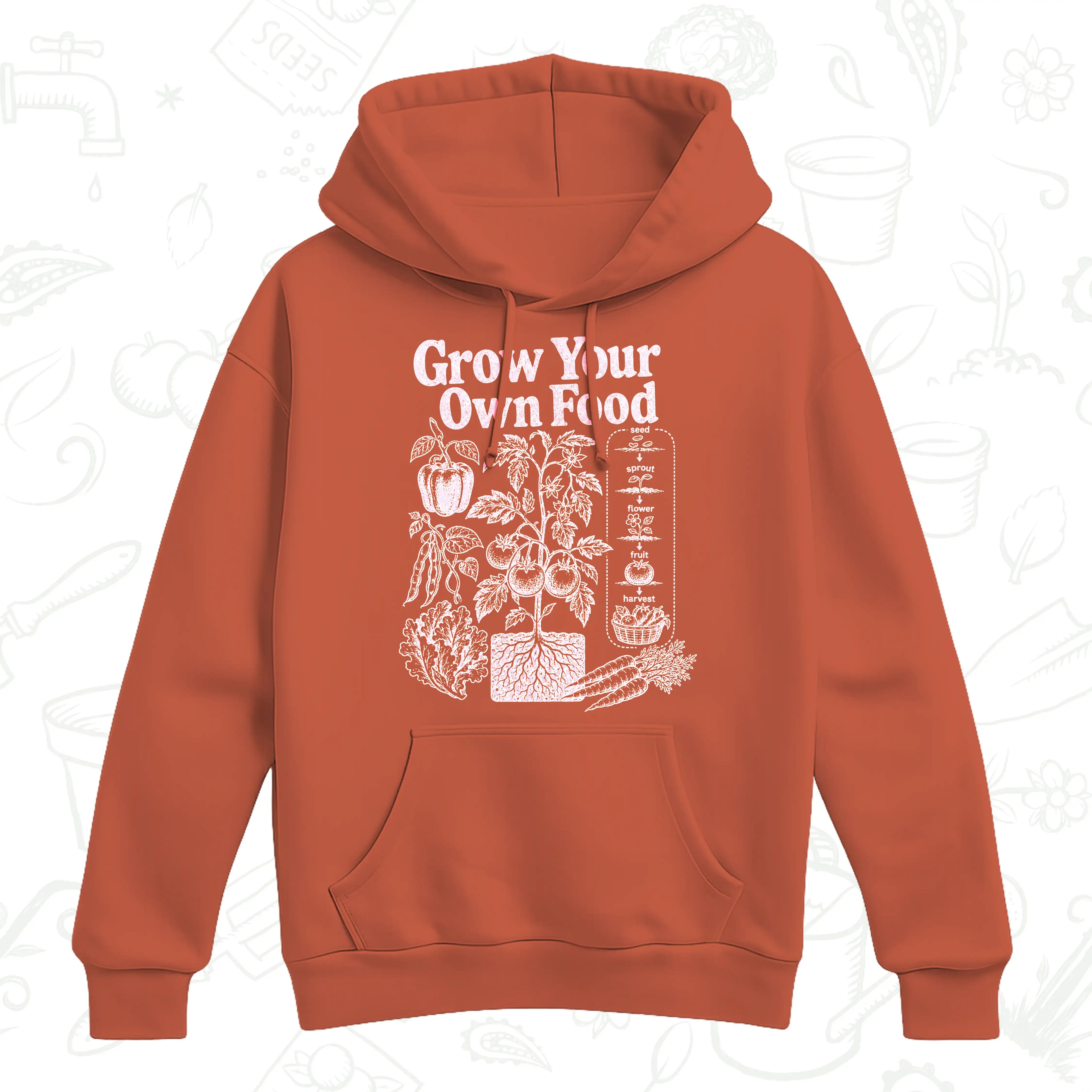 Grow Your Own Food Hoodie – Vegetable Gardening Graphic Pullover