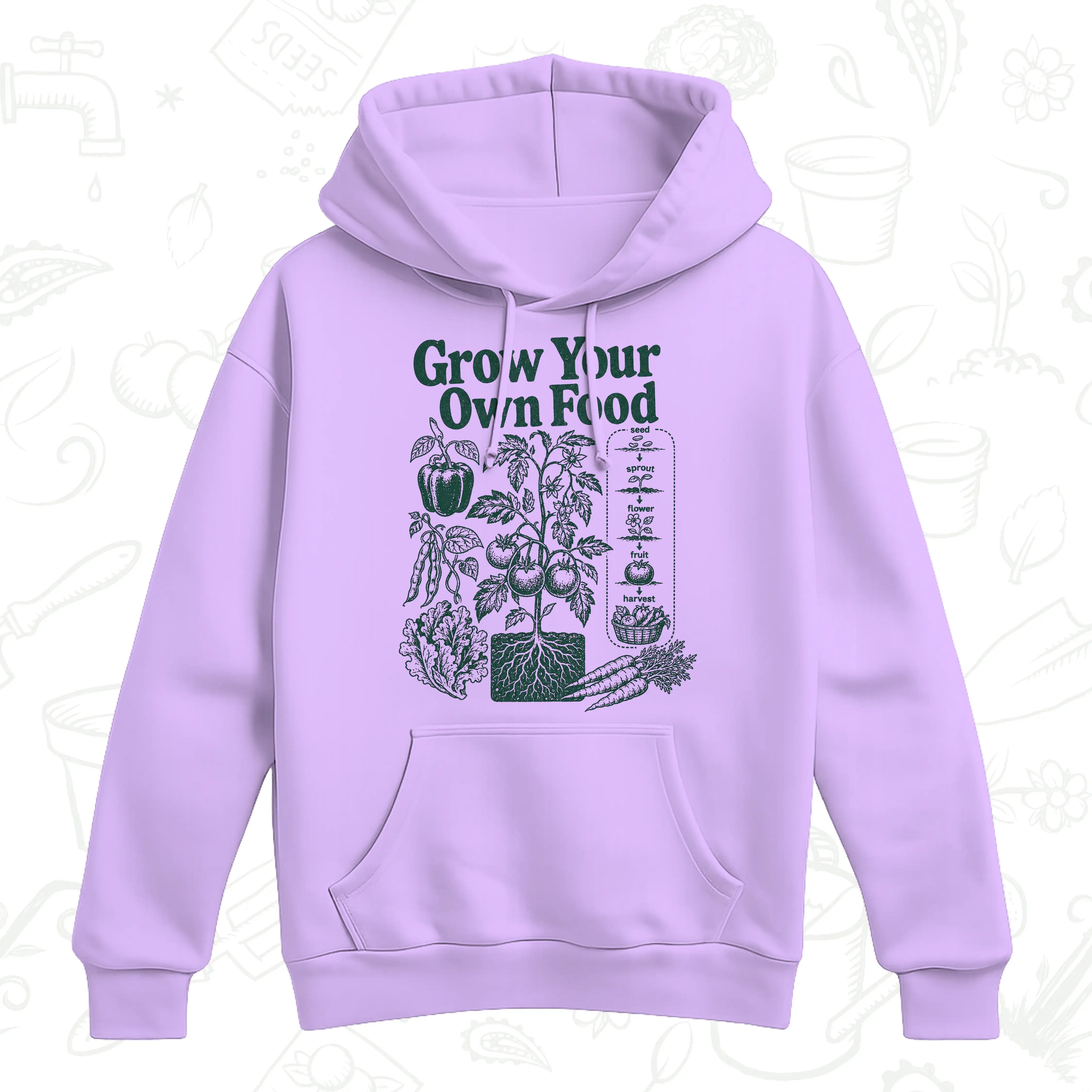 Grow Your Own Food Hoodie – Vegetable Gardening Graphic Pullover