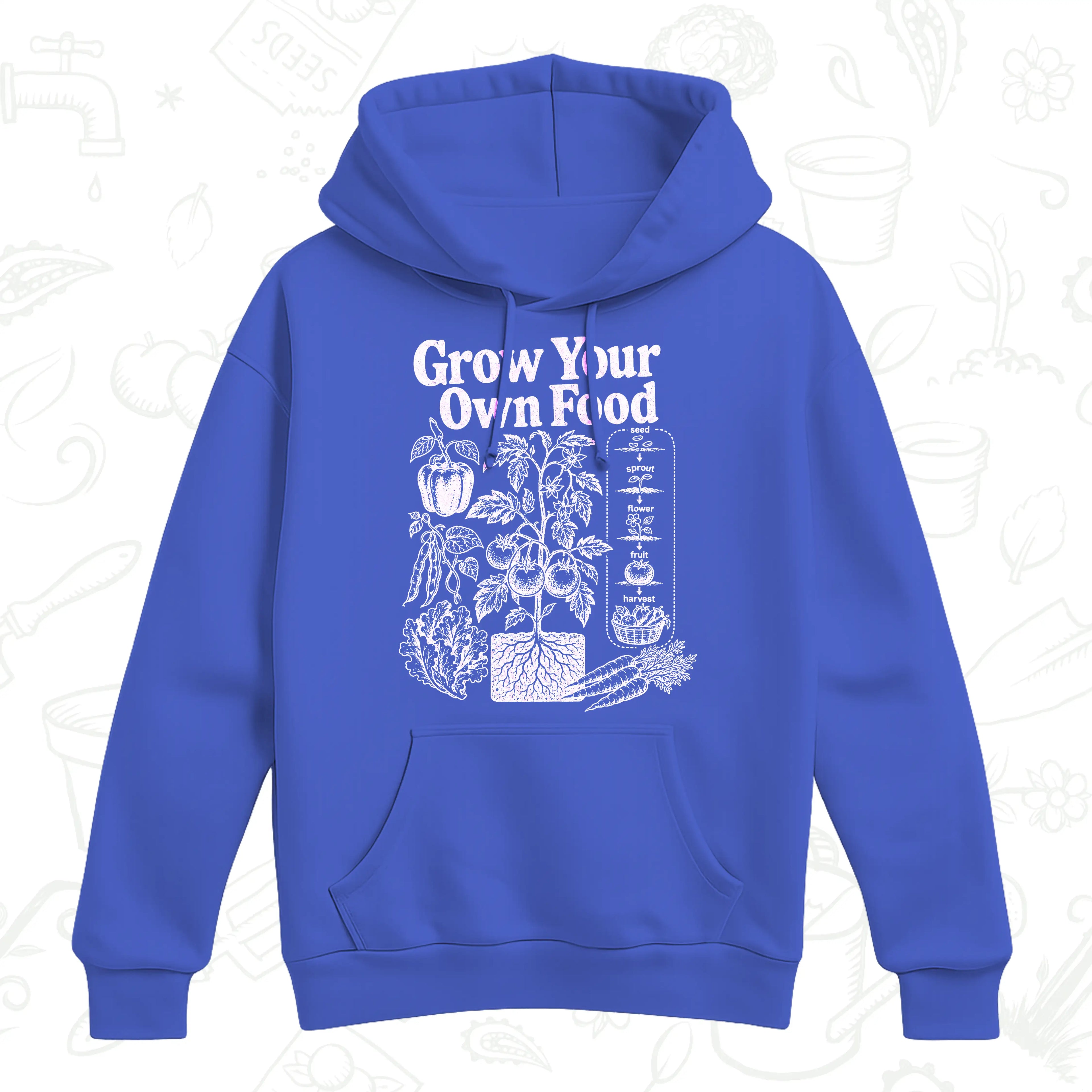 Grow Your Own Food Hoodie – Vegetable Gardening Graphic Pullover