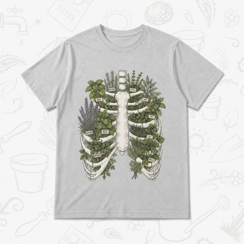 Herb Garden Ribcage T-Shirt – Botanical Anatomy Gardening Tee