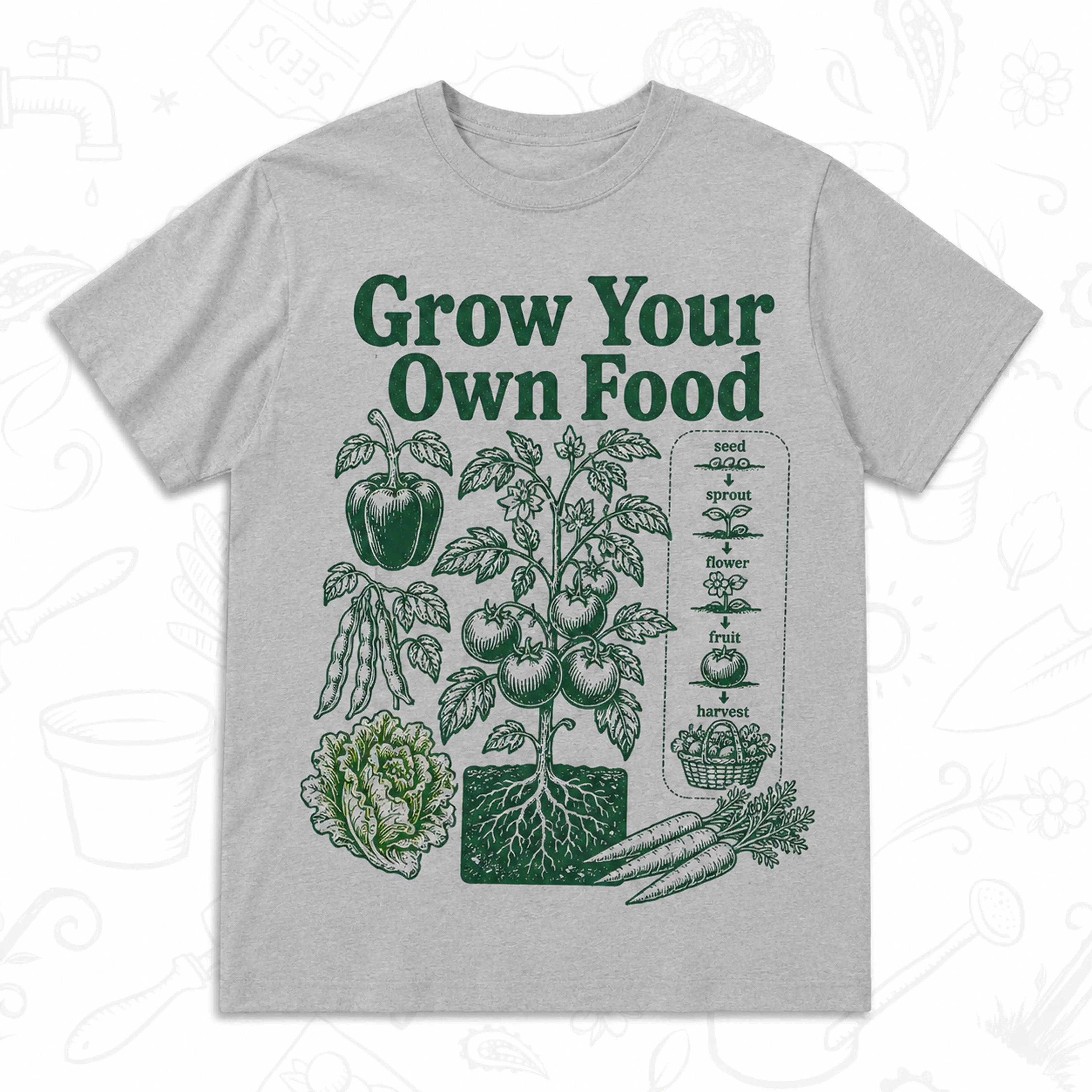 Grow Your Own Food T-Shirt – Vegetable Gardening Graphic Tee