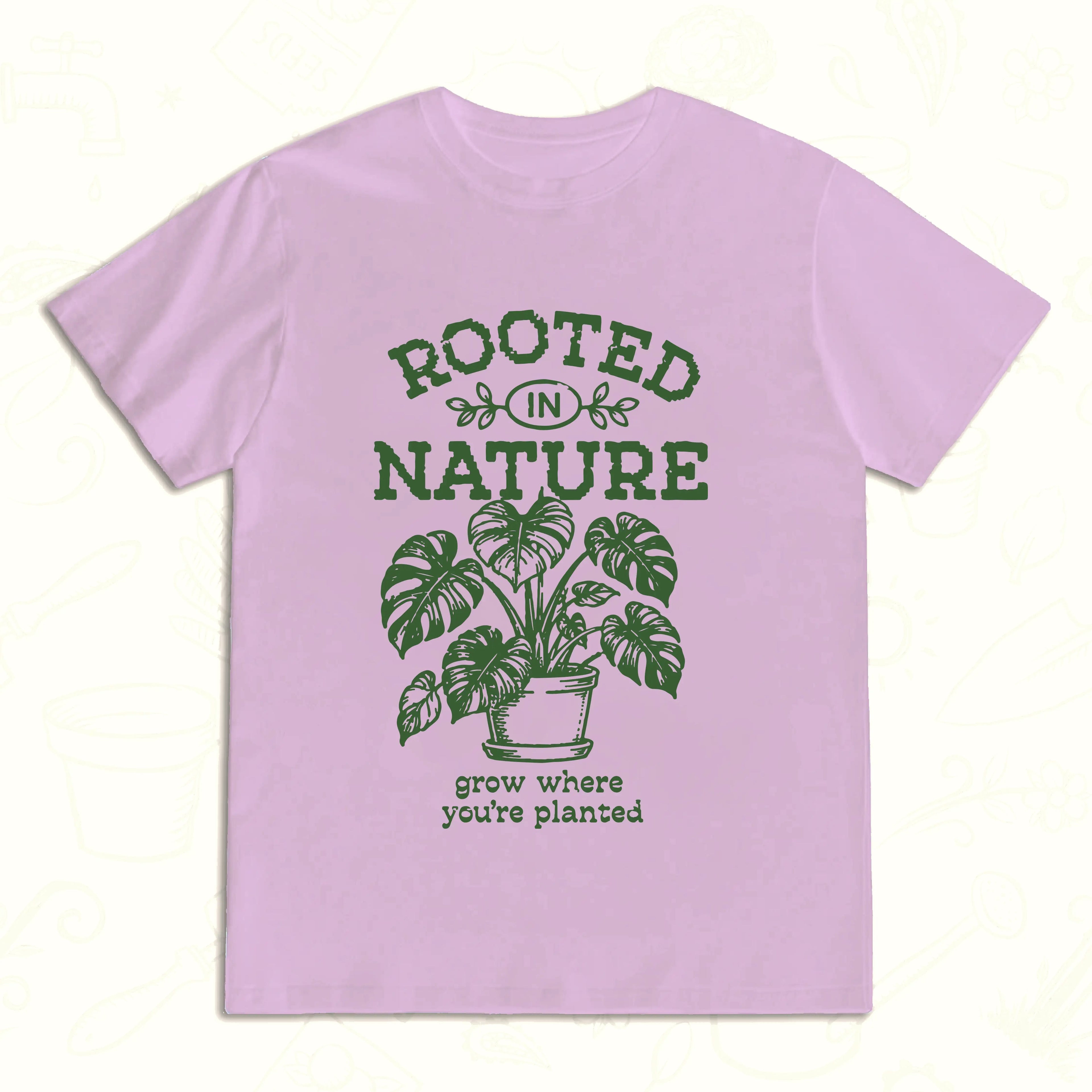 Rooted in Nature T-Shirt – Grow Where You’re Planted Botanical Tee Light Pink